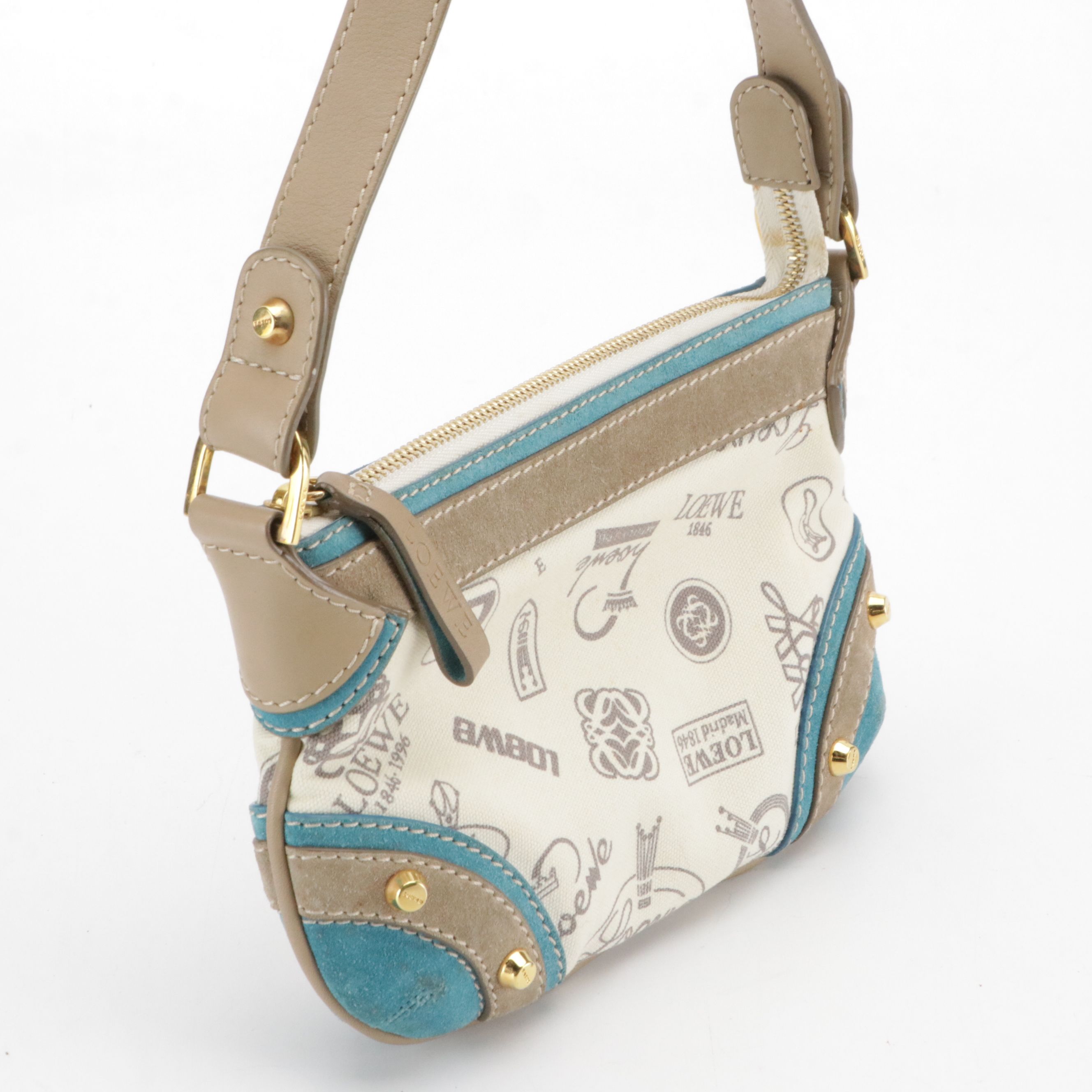 Loewe Mini 160th Year Anniversary Canvas, Leather and Suede Handbag