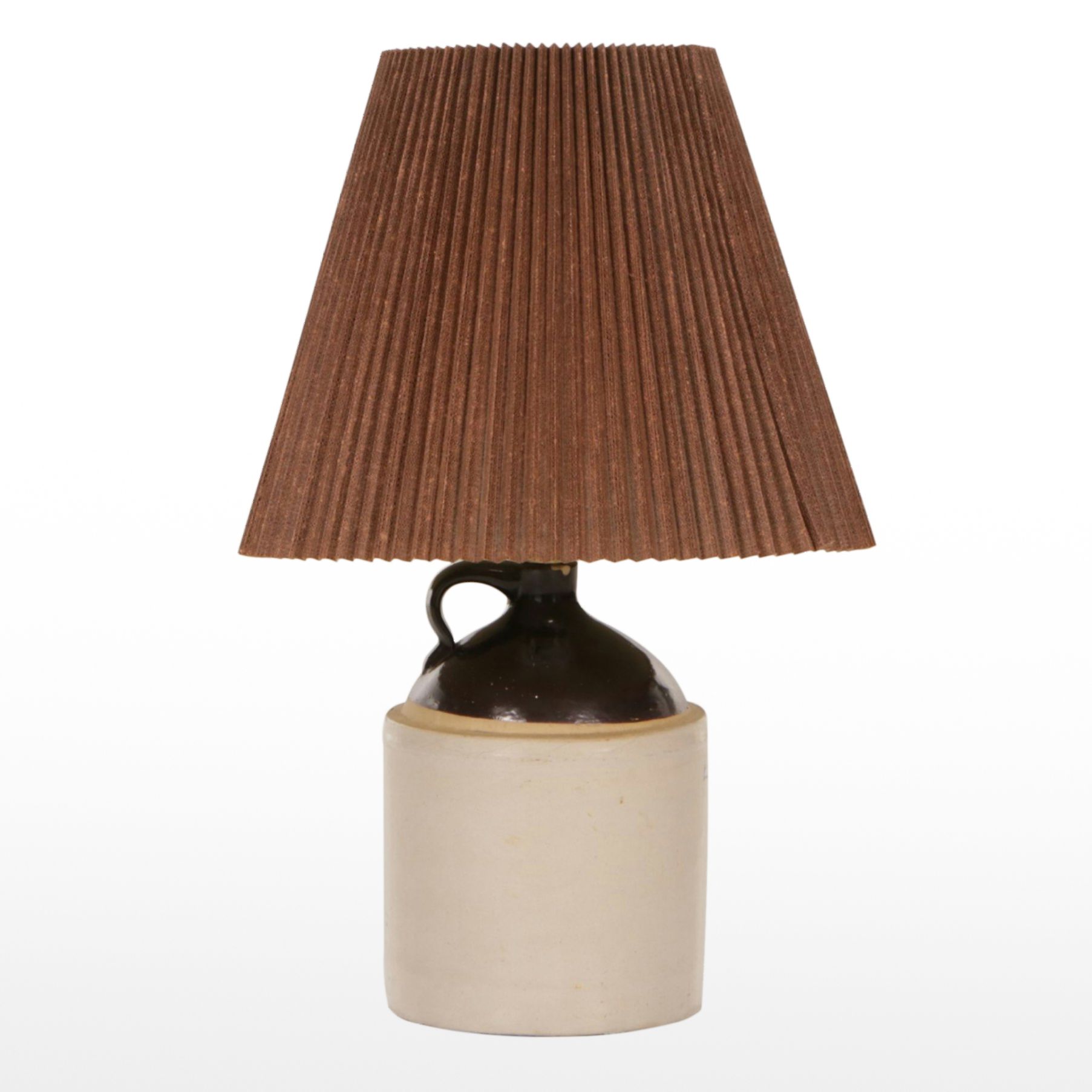 Salt Glazed Stoneware Demijohn Converted Table Lamp with Pleat Shade