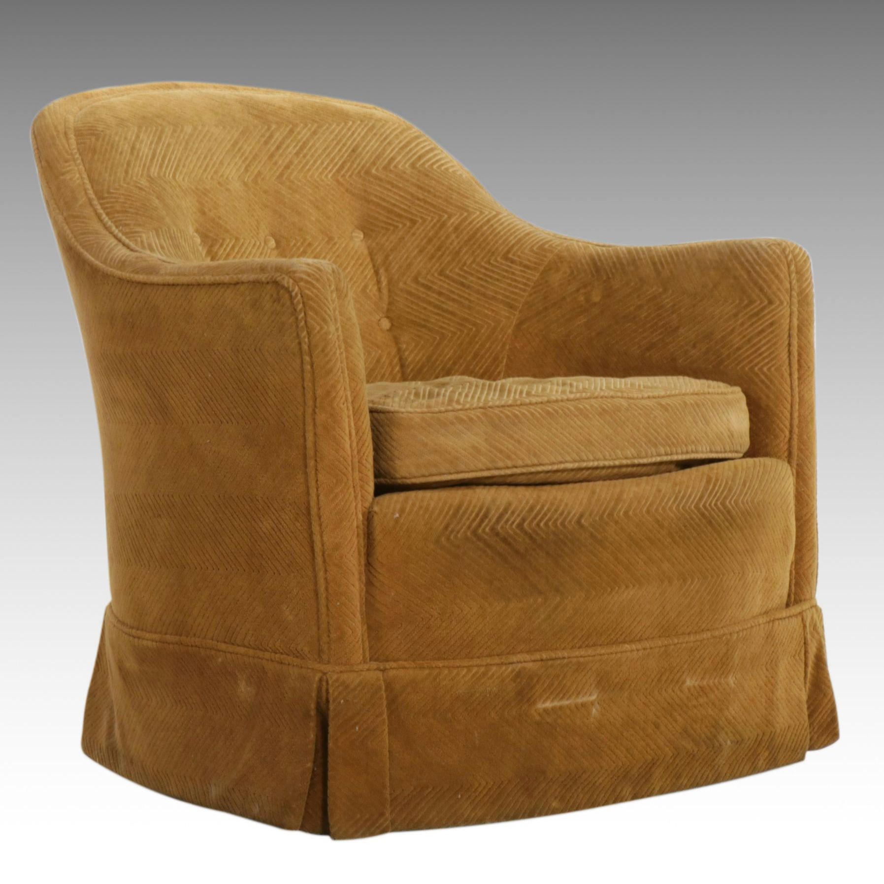 Mid Century Modern Upholstered Swivel Club Chair
