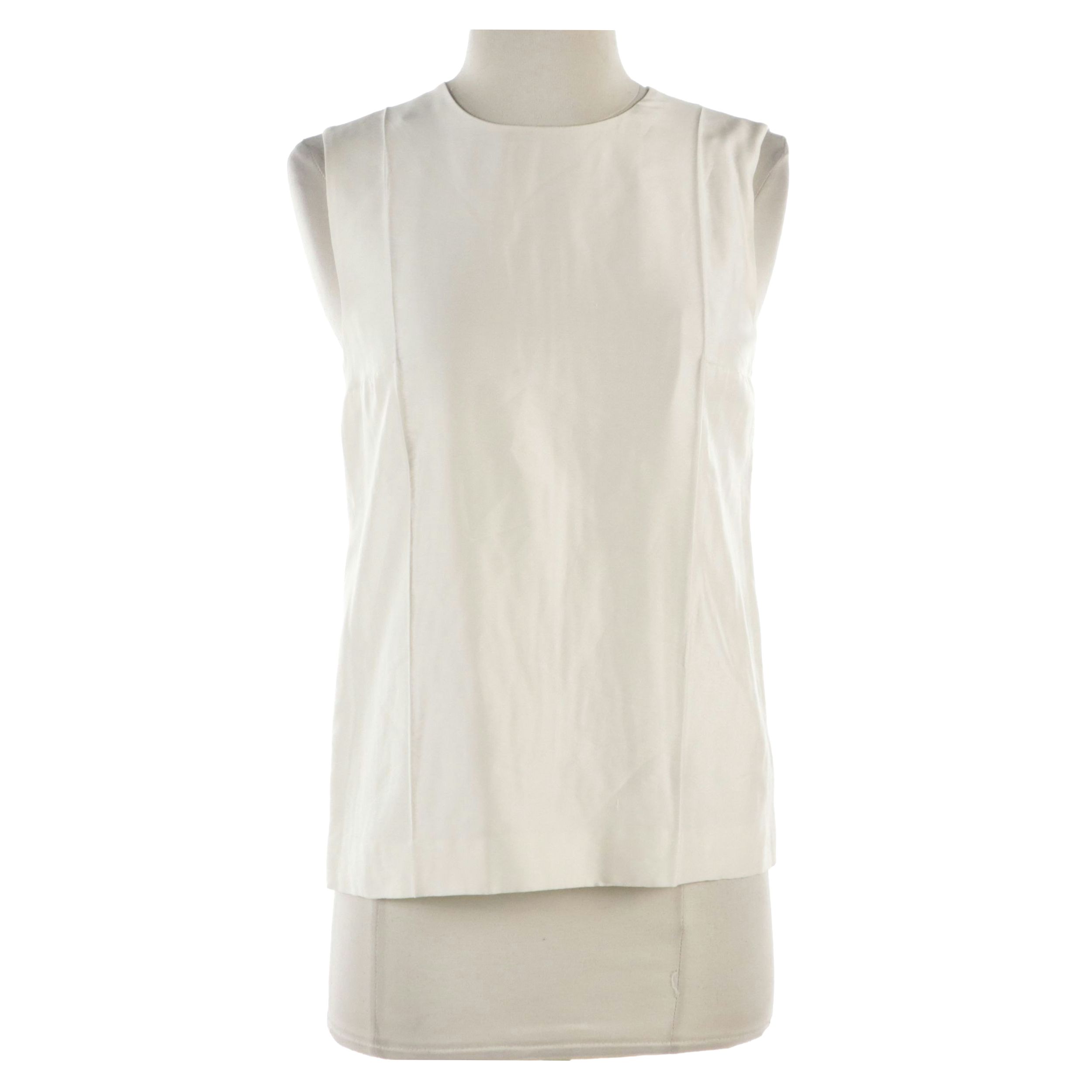 Prada Off-White Sleeveless Top in Polyester/Silk Blend