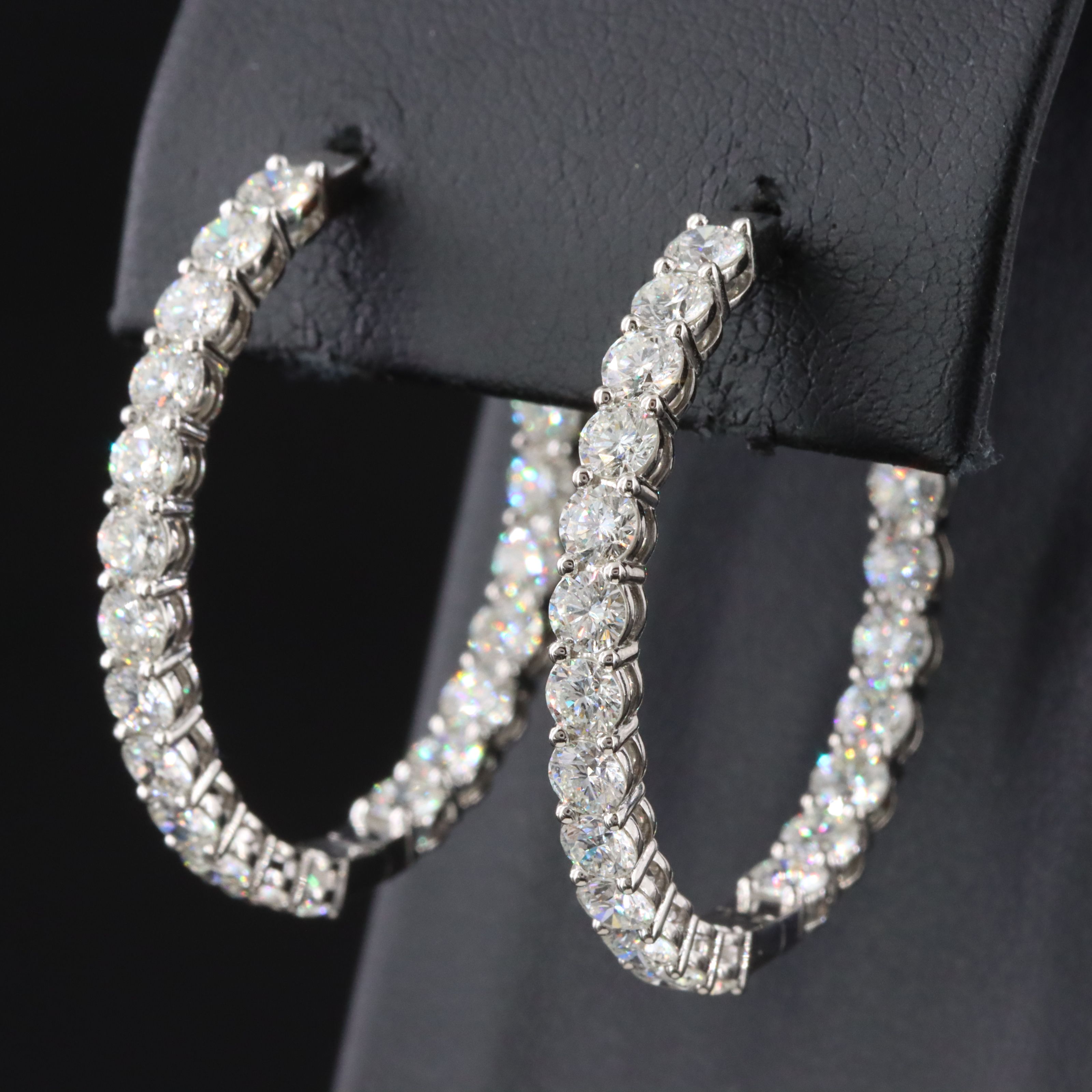 Platinum 6.01 CTW Diamond Inside-Out Hoop Earrings