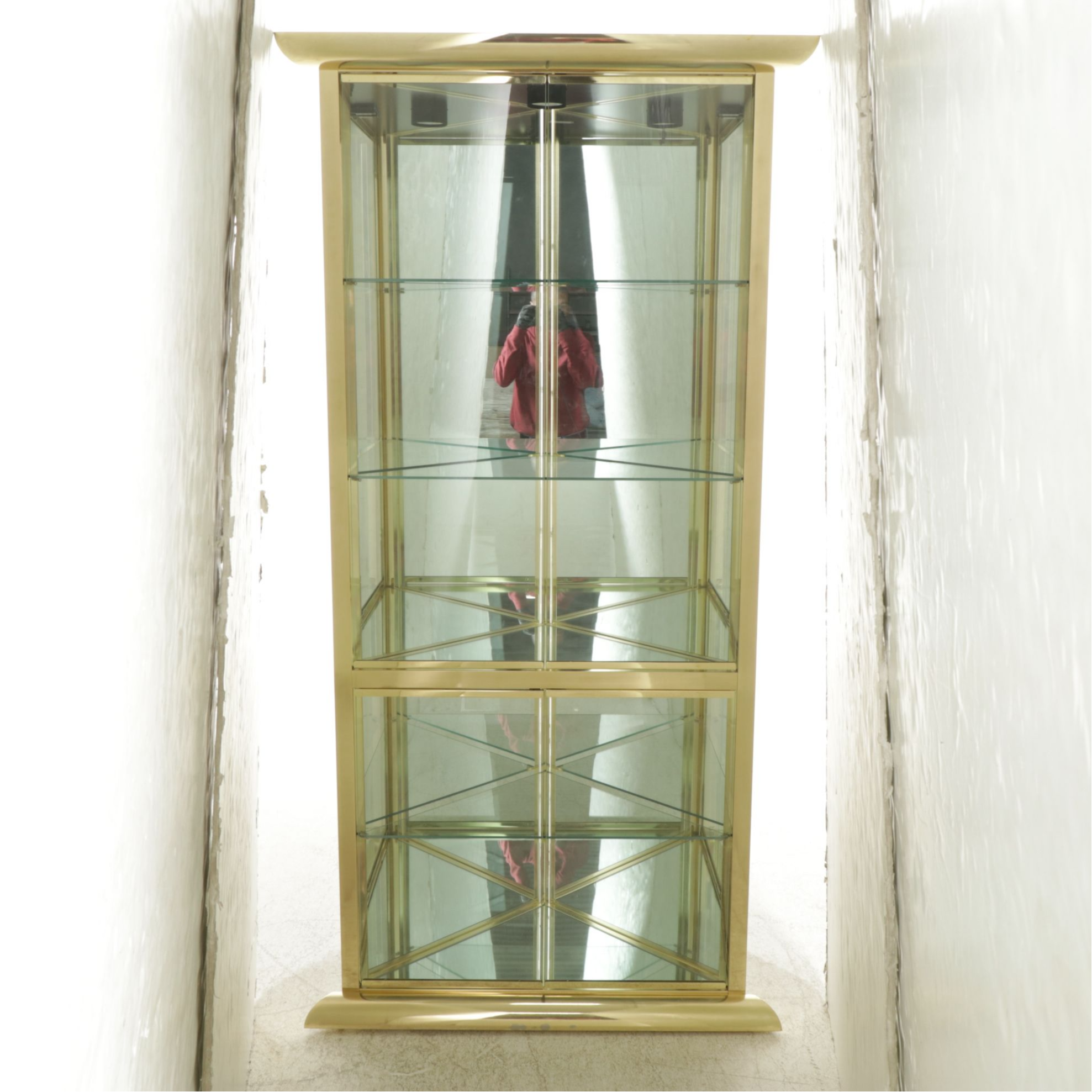 Brass Mirrored Corner Display Cabinet