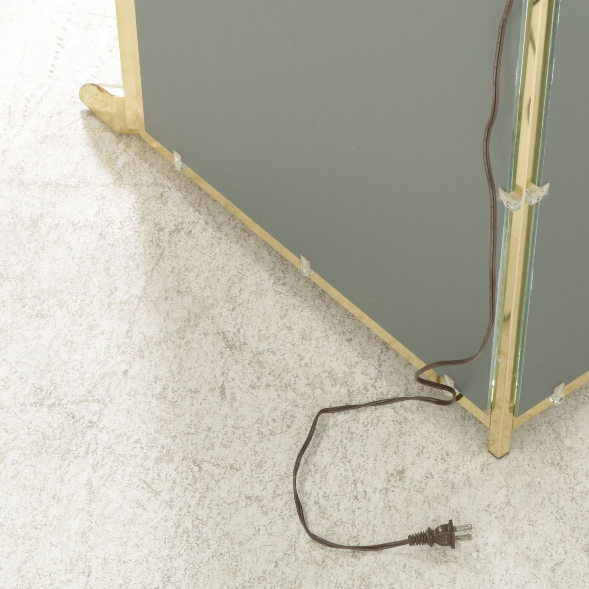 Brass Mirrored Corner Display Cabinet