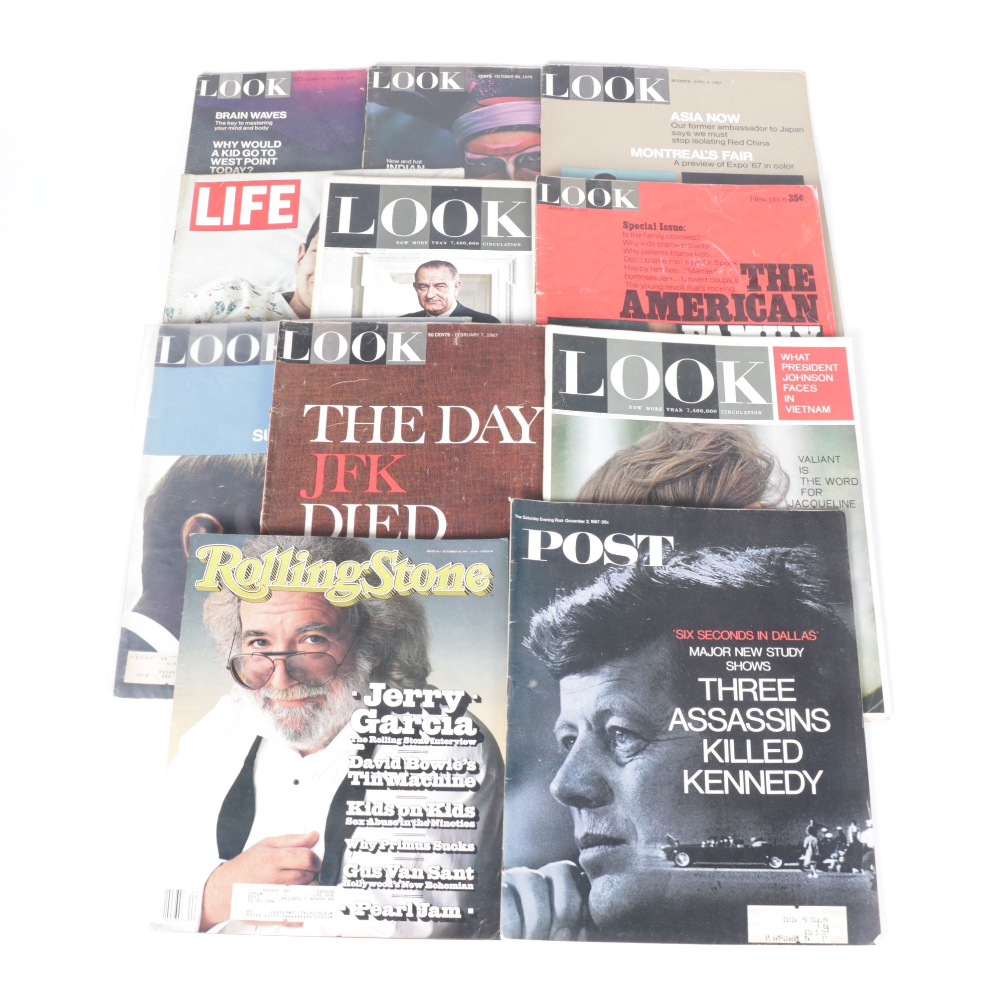 Rolling Stone Magazine with Jerry Garcia and LOOK, POST, and LIFE Magazines