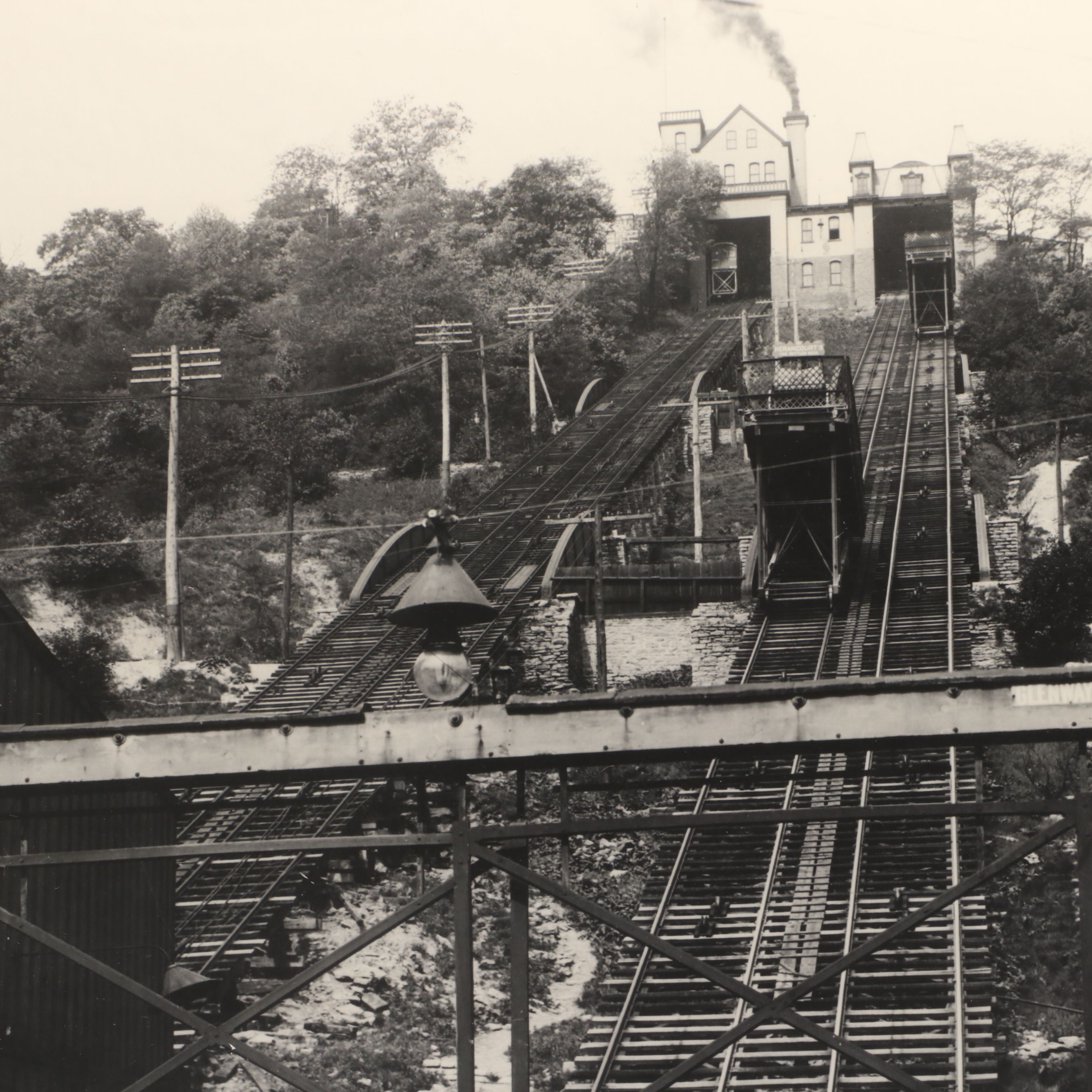 Geneva South "Price Hill Incline" Lithograph with 1906 Incline Photograph
