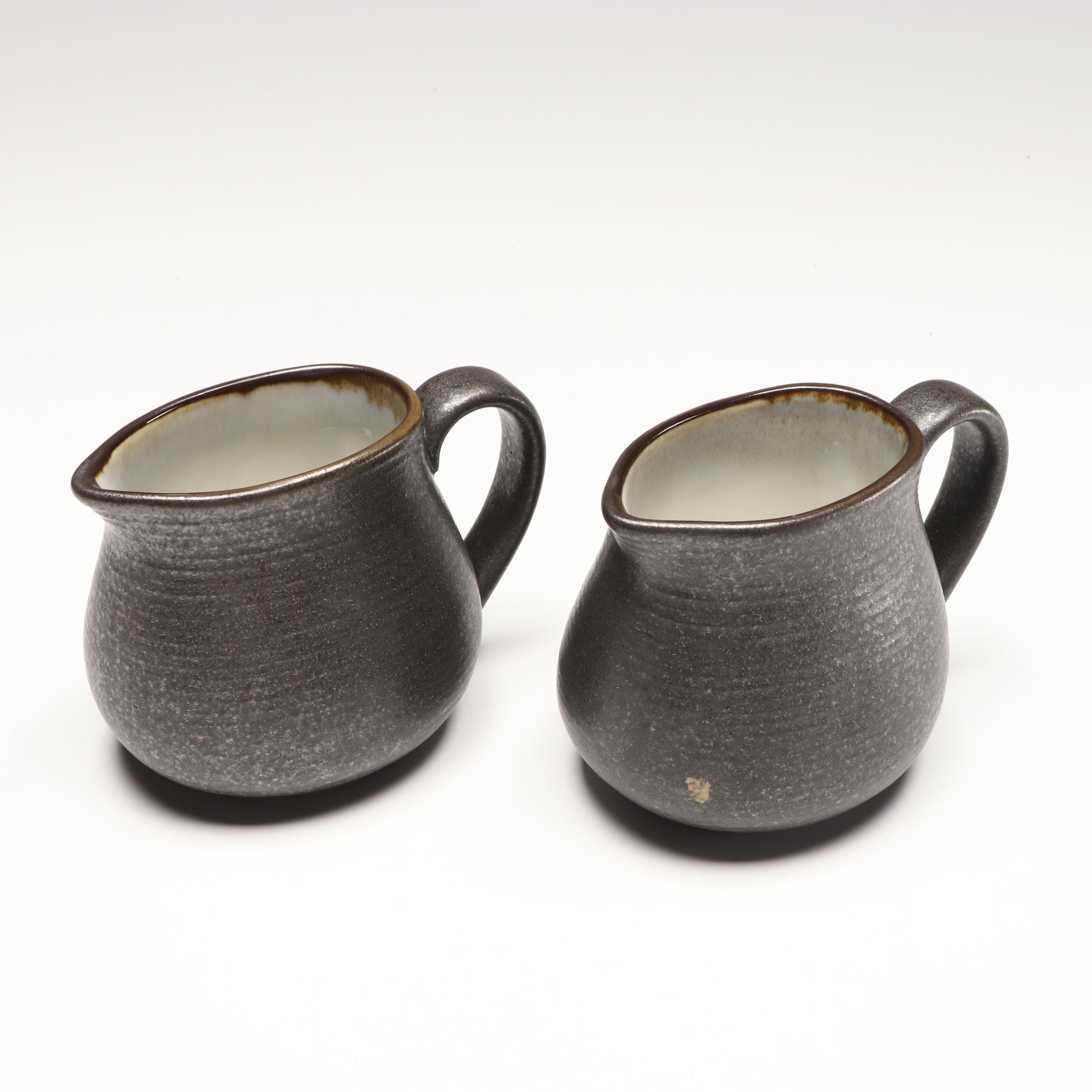 Sango Black Stoneware Dinnerware with More Art Pottery, Late 20th Century