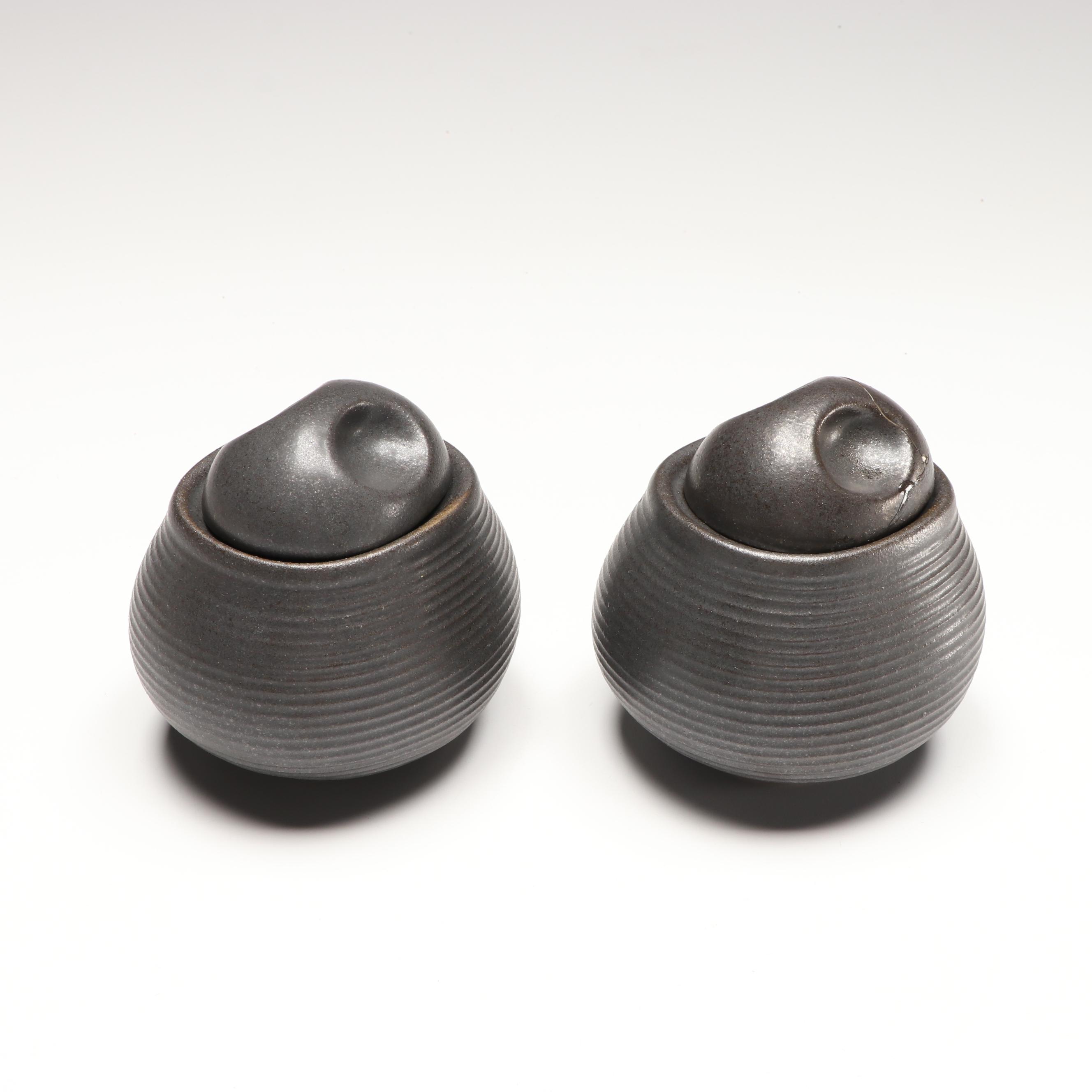 Sango Black Stoneware Dinnerware with More Art Pottery, Late 20th Century