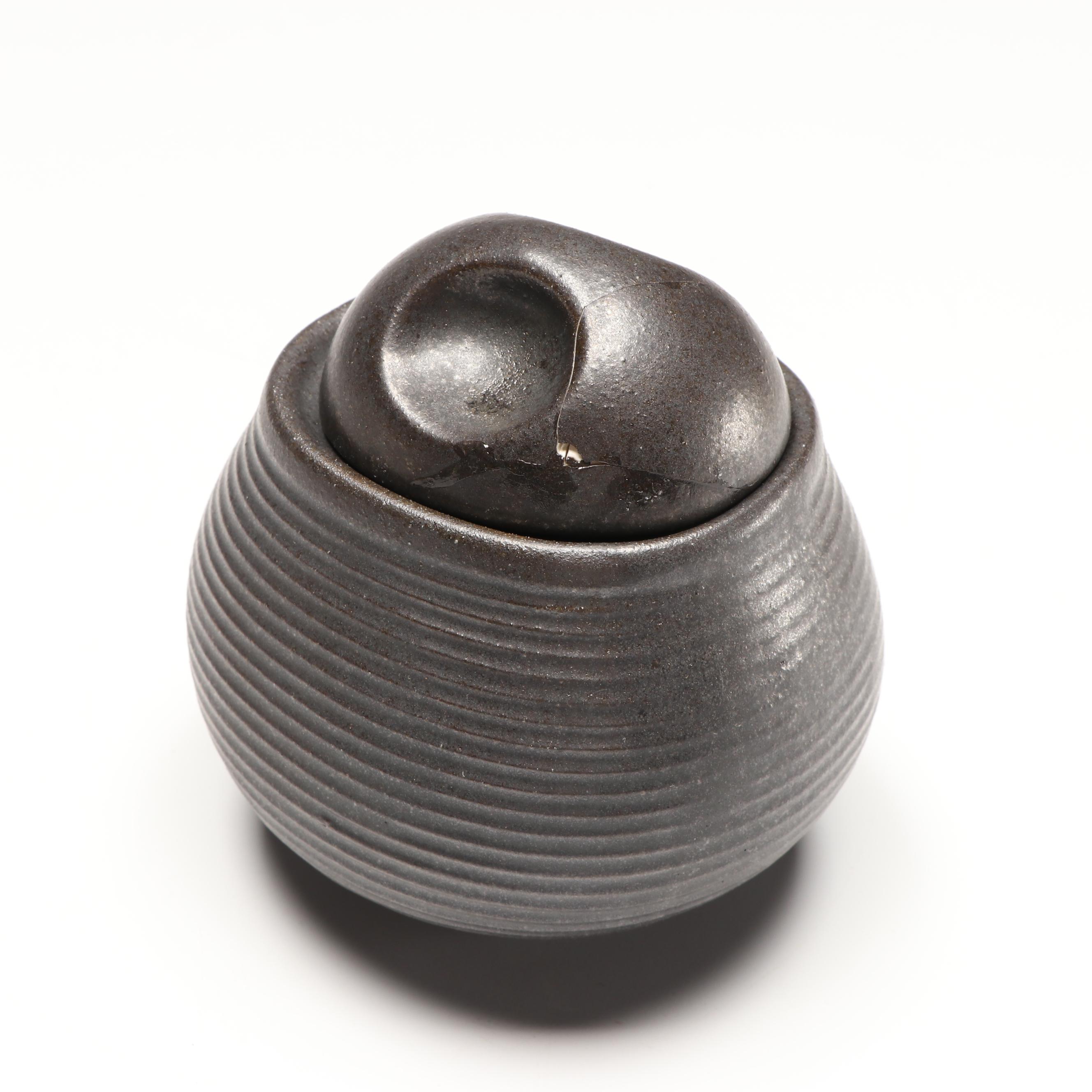 Sango Black Stoneware Dinnerware with More Art Pottery, Late 20th Century