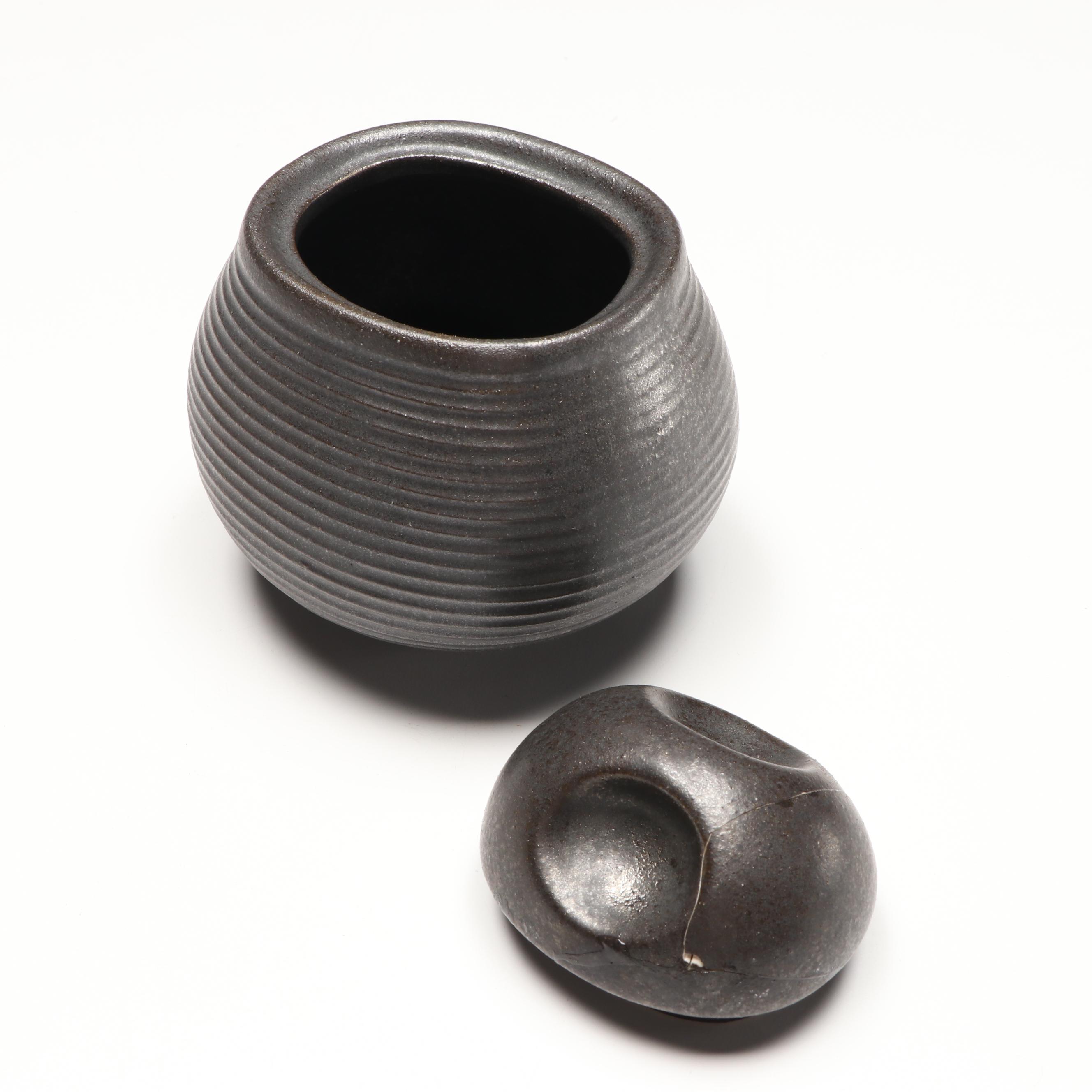 Sango Black Stoneware Dinnerware with More Art Pottery, Late 20th Century