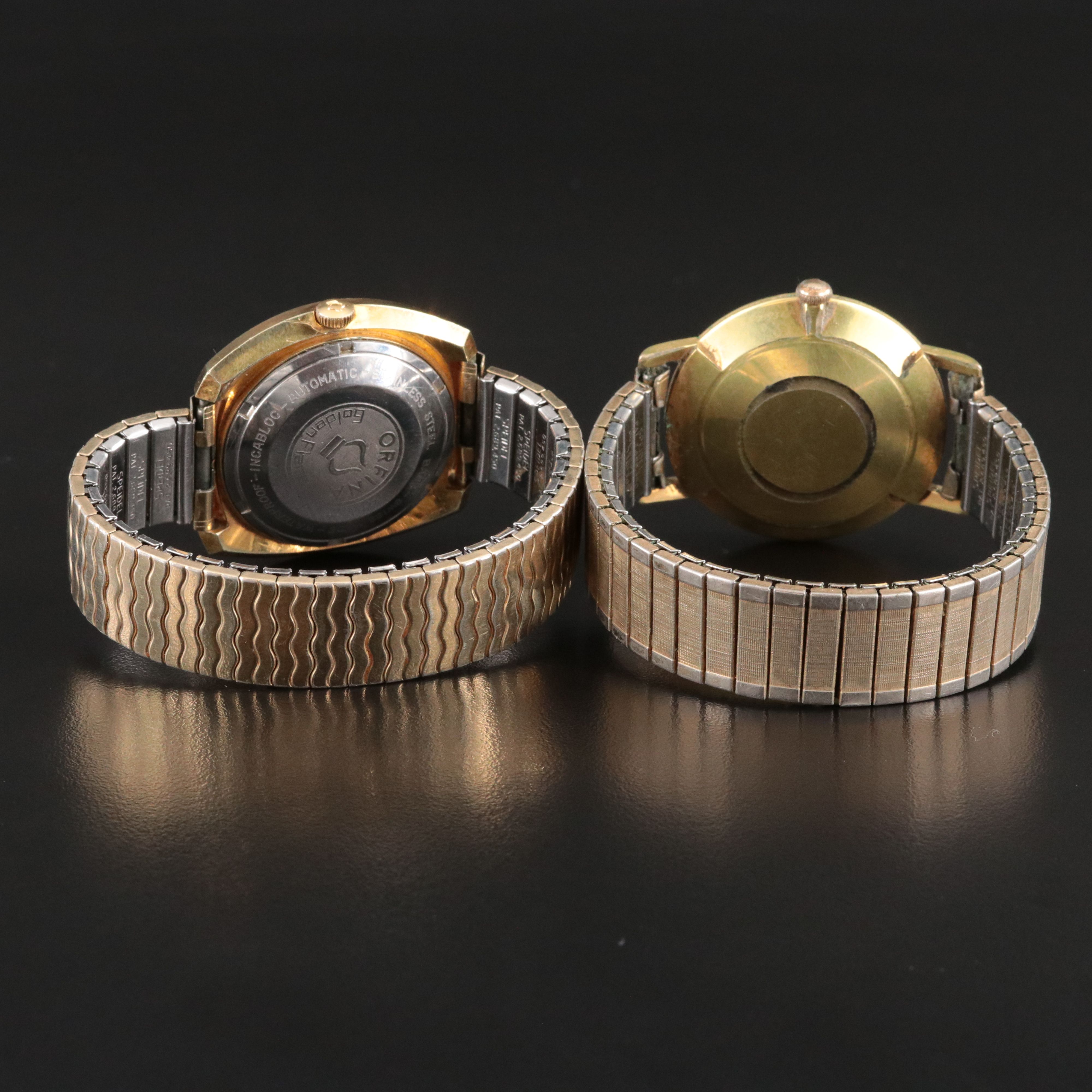 Vintage Bucherer and Orfina Automatic Gold-Tone Watches