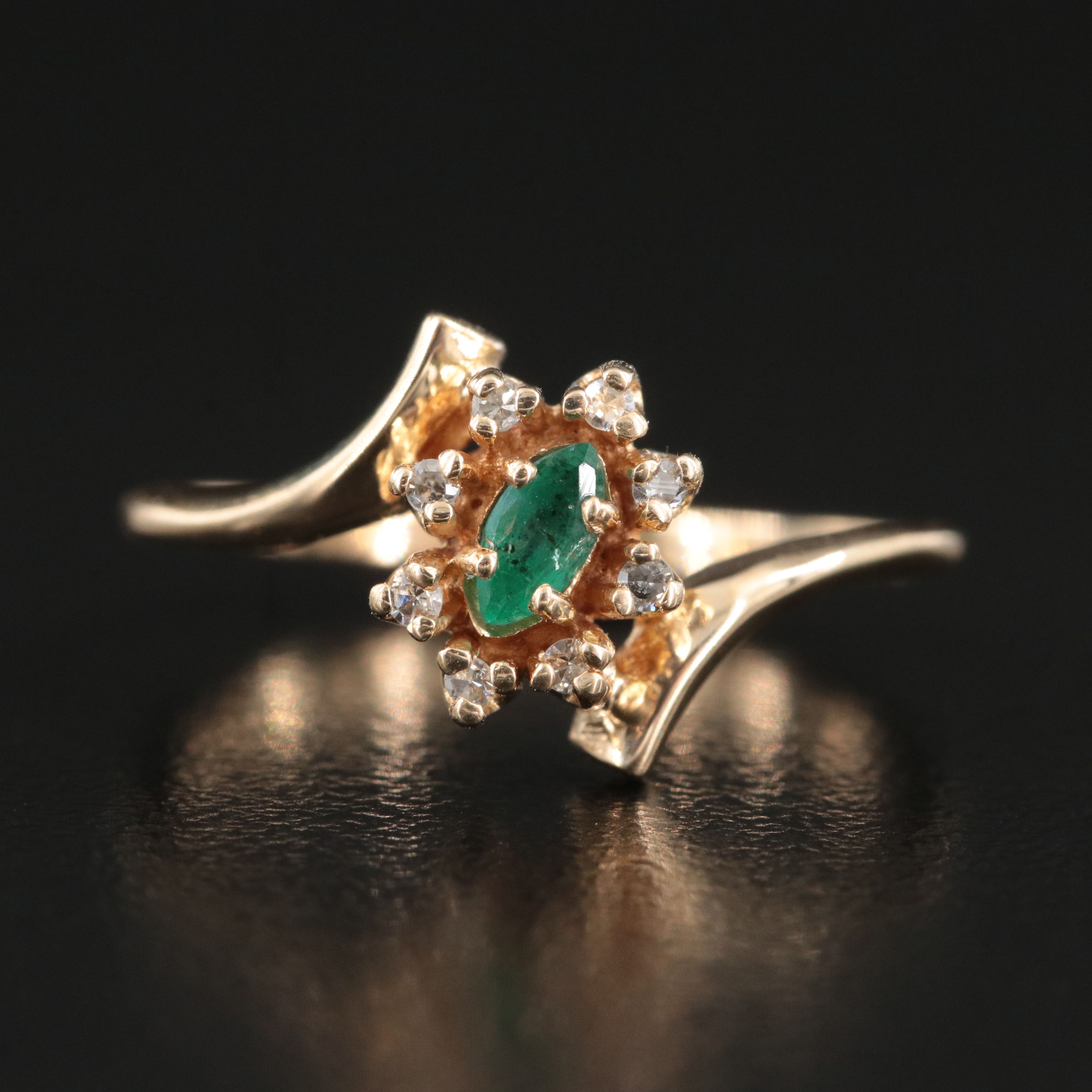 14K Emerald and Diamond Ring