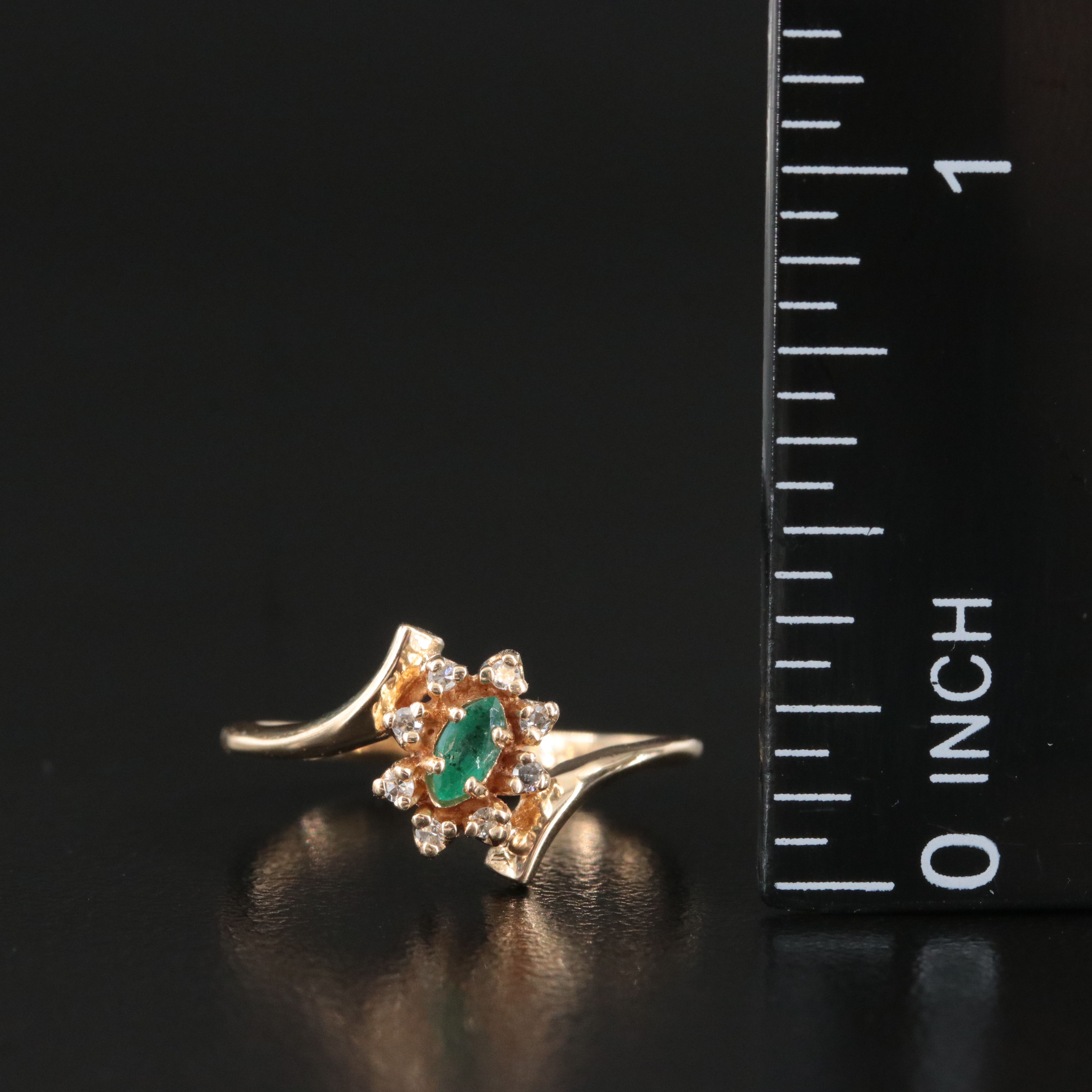 14K Emerald and Diamond Ring