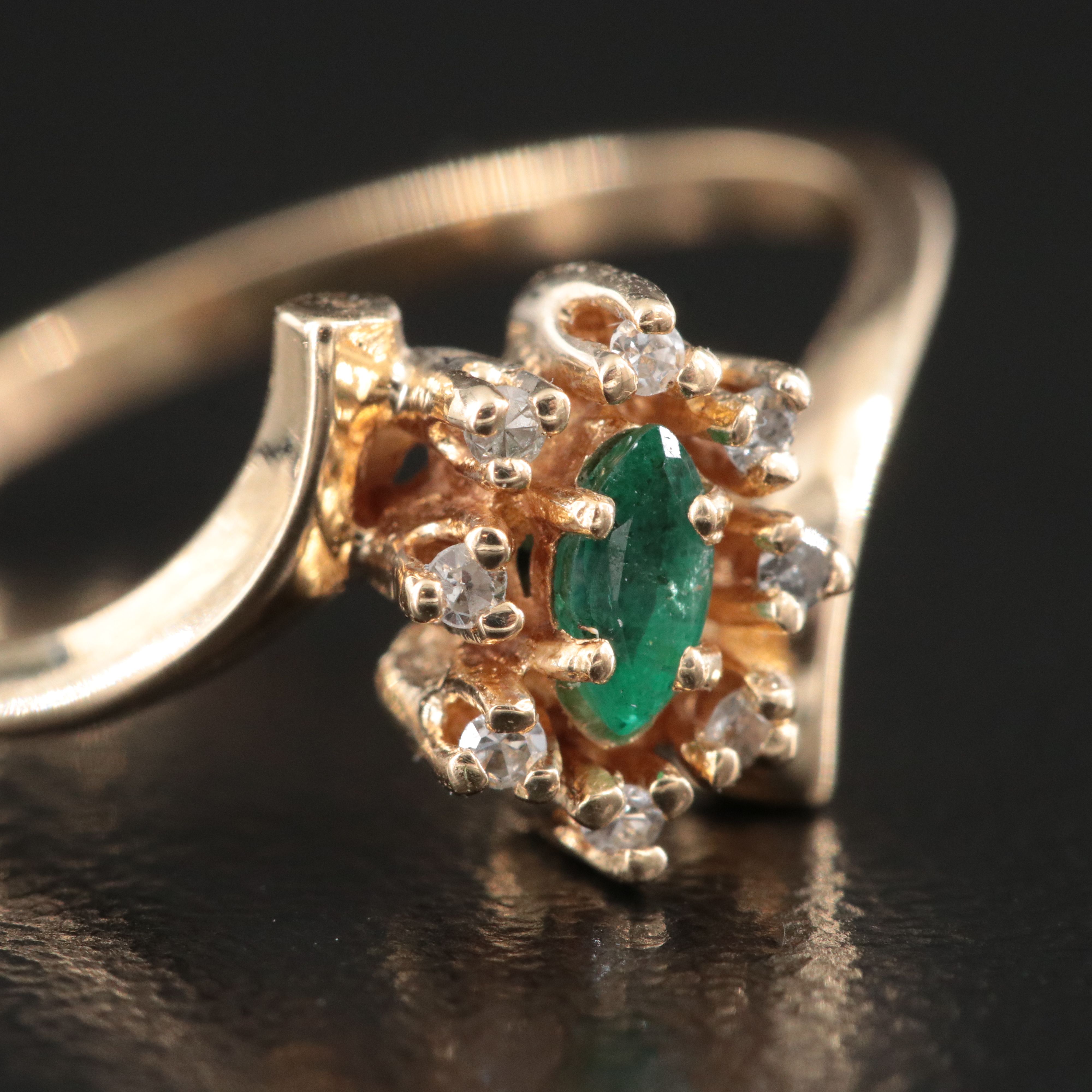 14K Emerald and Diamond Ring
