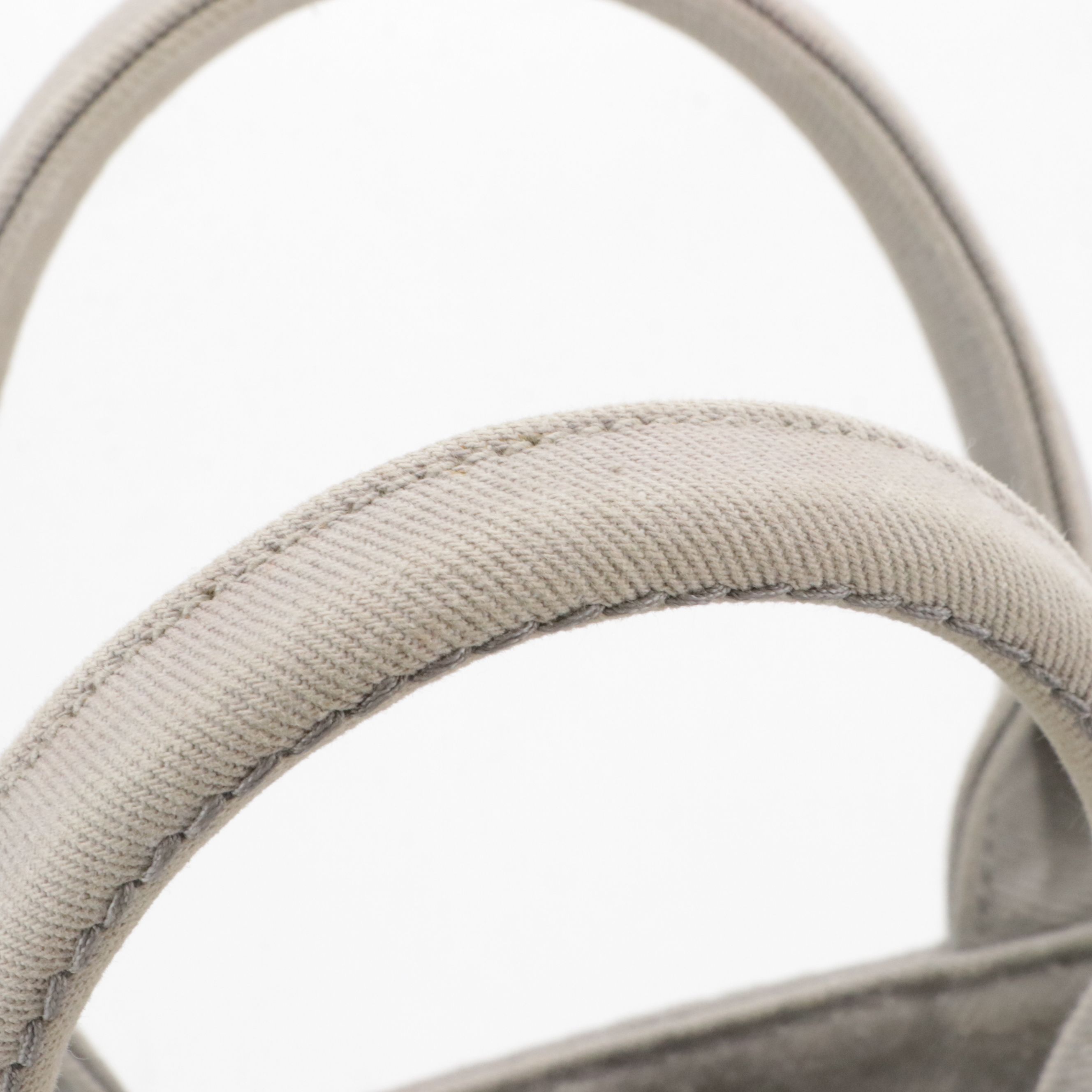 Prada Small Canapa Logo Two-Way Tote in Light Grey Denim