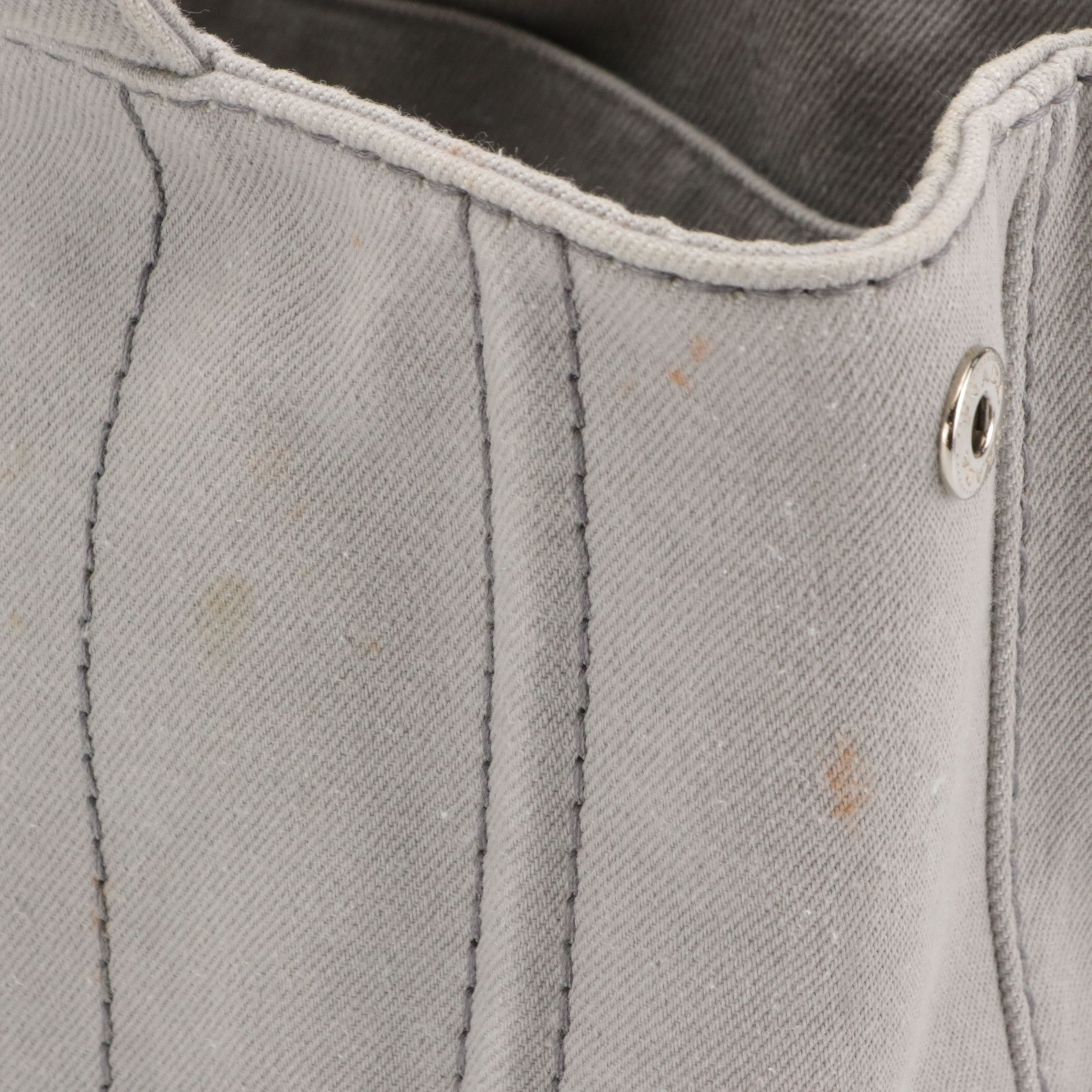 Prada Small Canapa Logo Two-Way Tote in Light Grey Denim