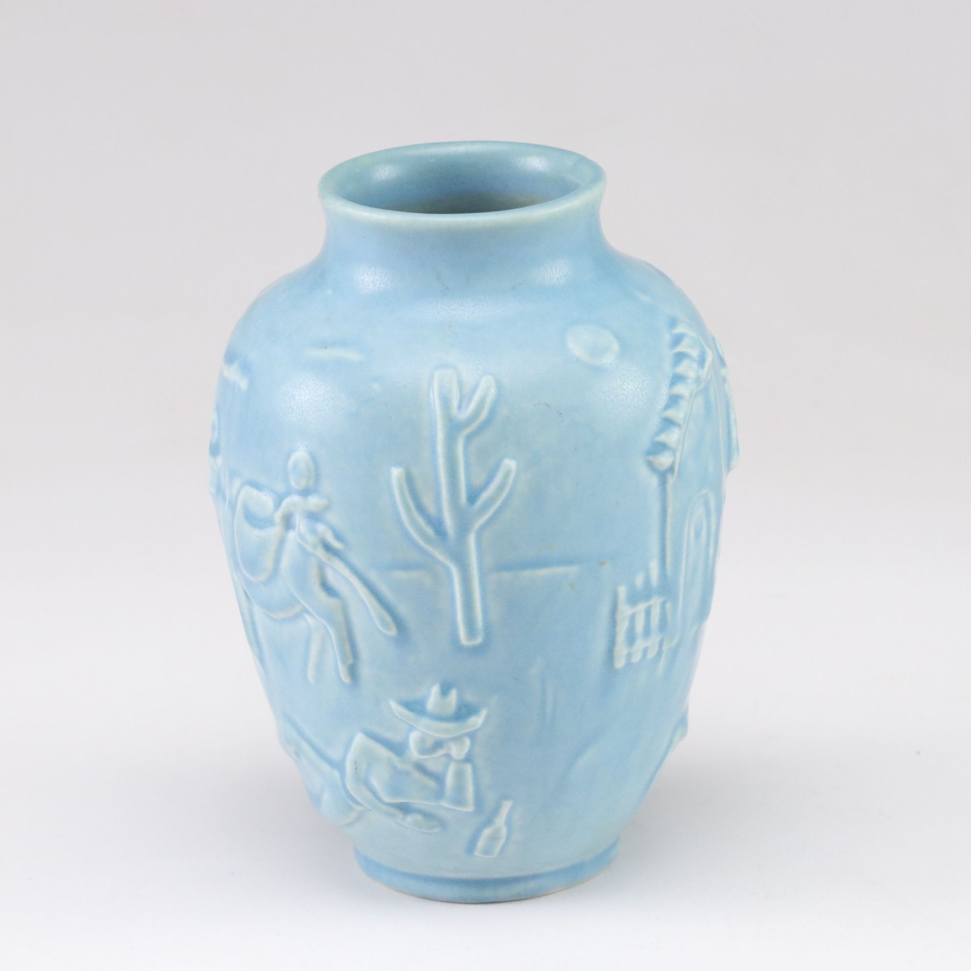 Rookwood Pottery Light Blue Southwestern Style Vase, 1944