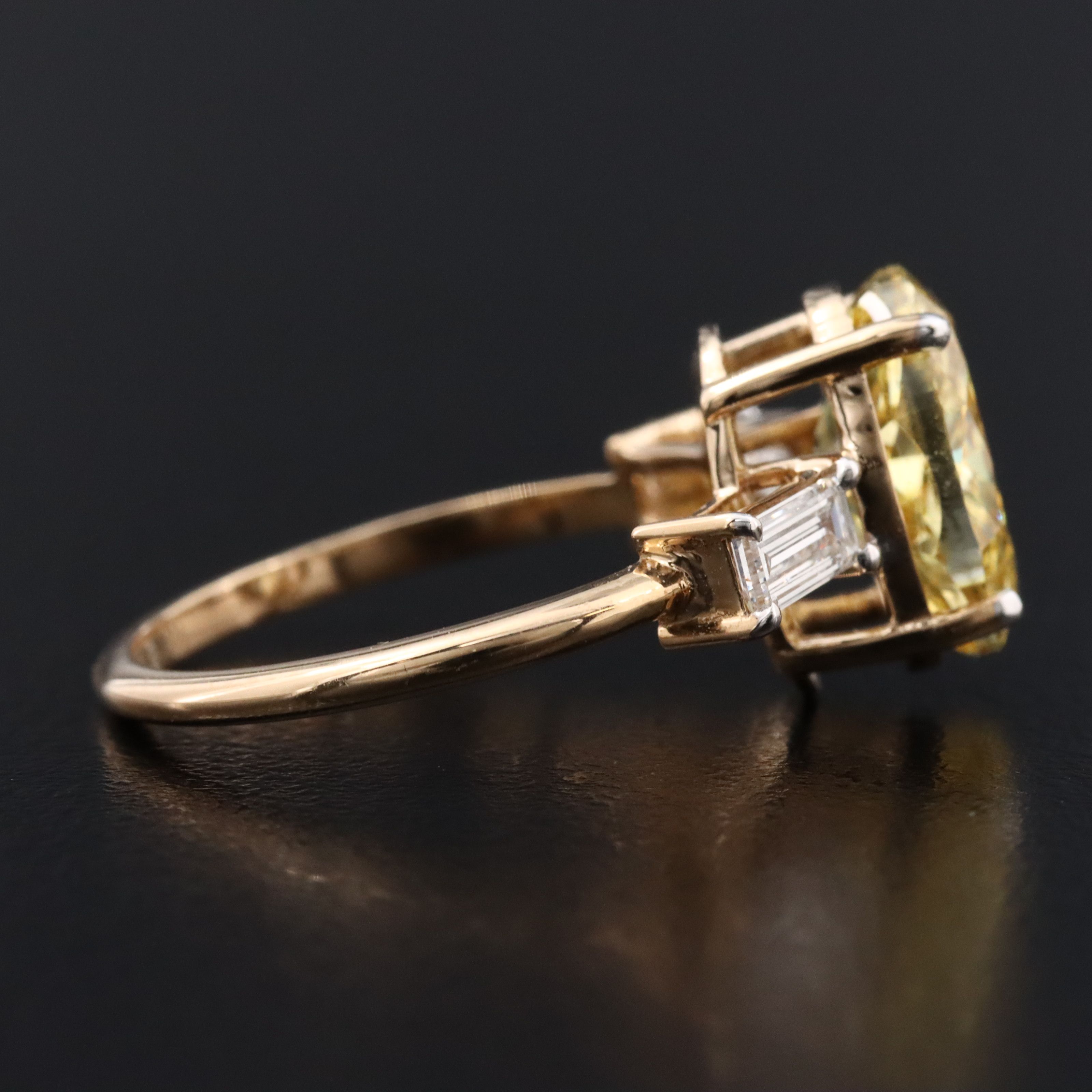 18K 3.39 CTW Lab Grown Diamond Ring, Fancy Vivid Yellow Center and IGI Report