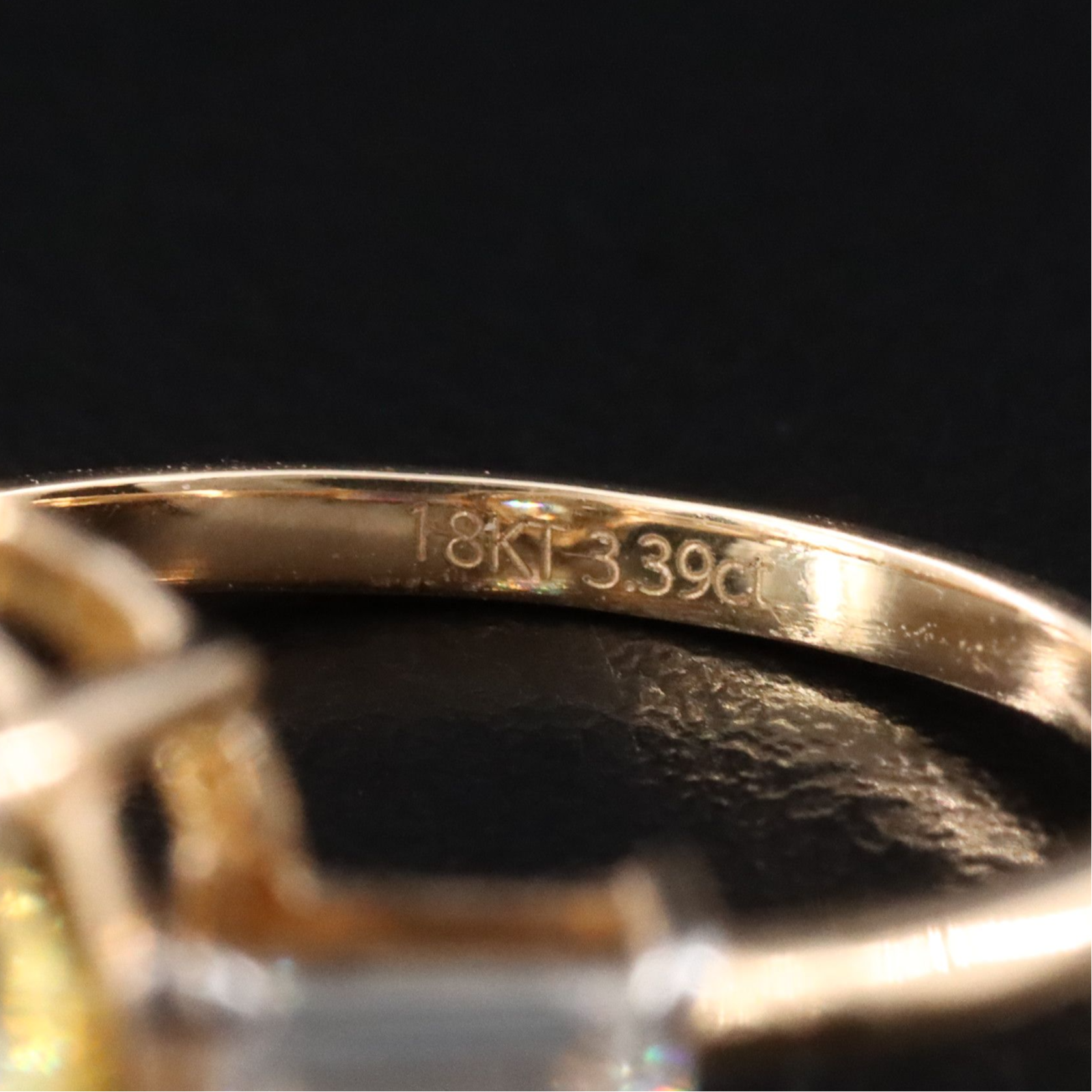 18K 3.39 CTW Lab Grown Diamond Ring, Fancy Vivid Yellow Center and IGI Report