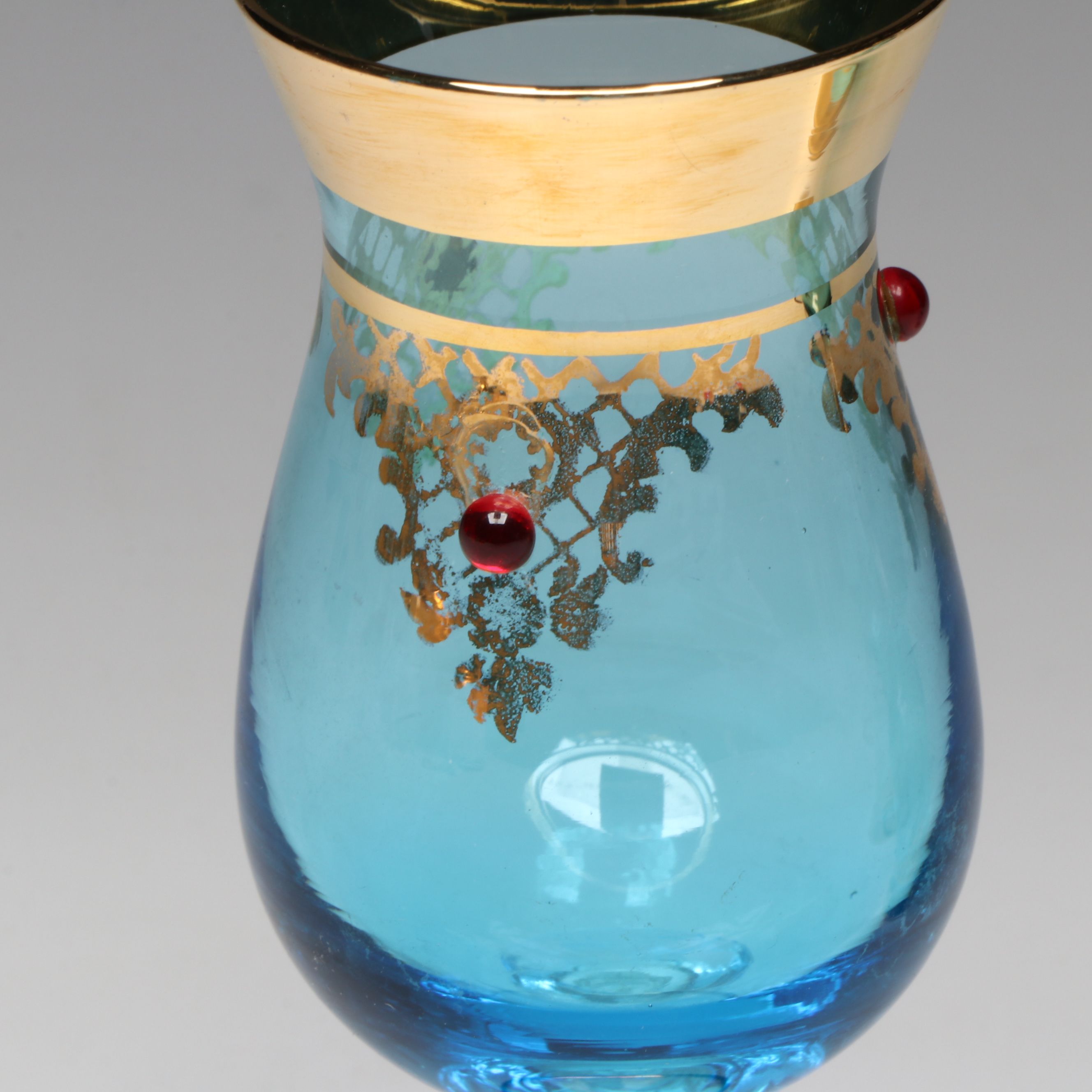 Italian Venetian Style Art Glass Stemware and Other Electroplate Tableware