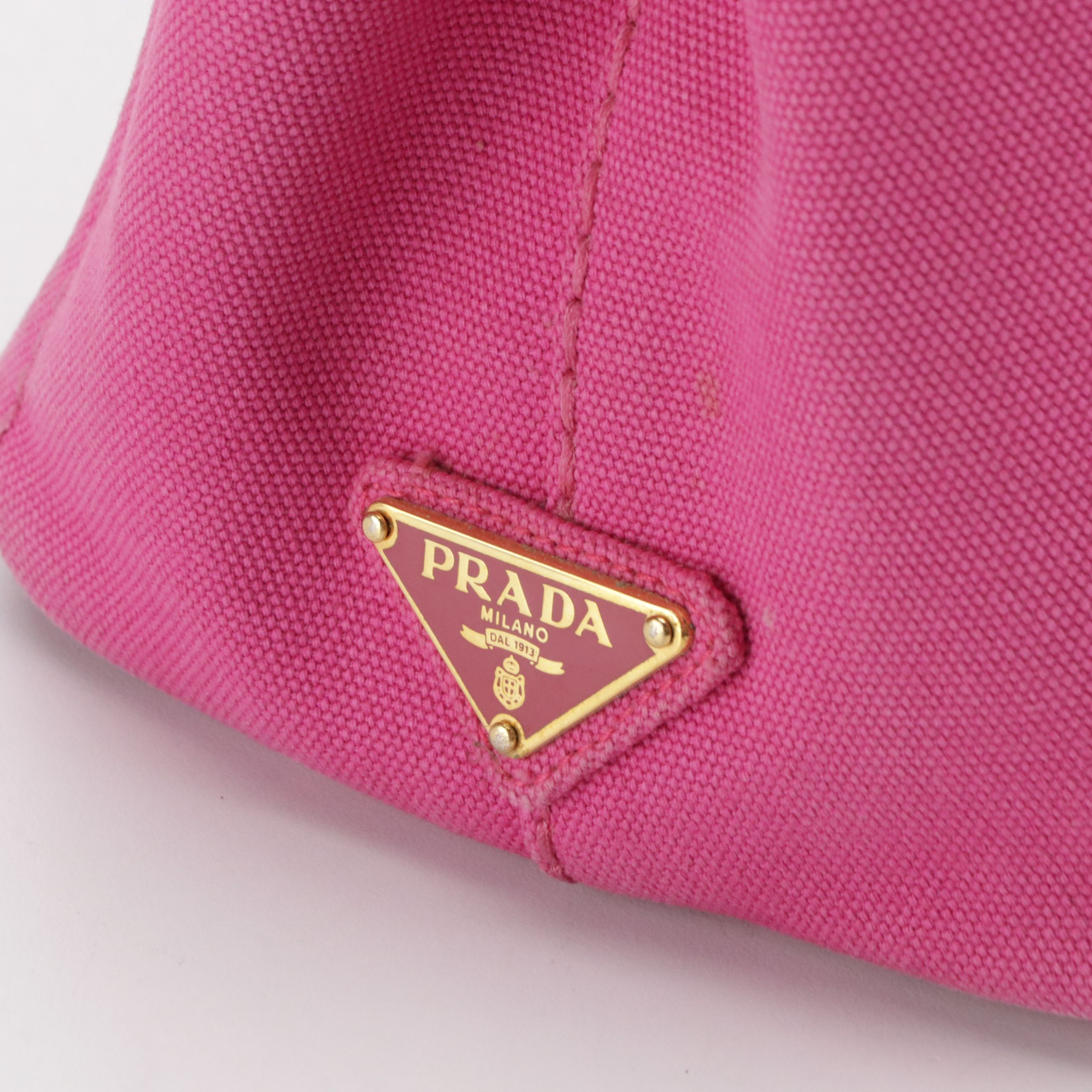 Prada Small Canapa Logo Two-Way Tote in Pink Canvas