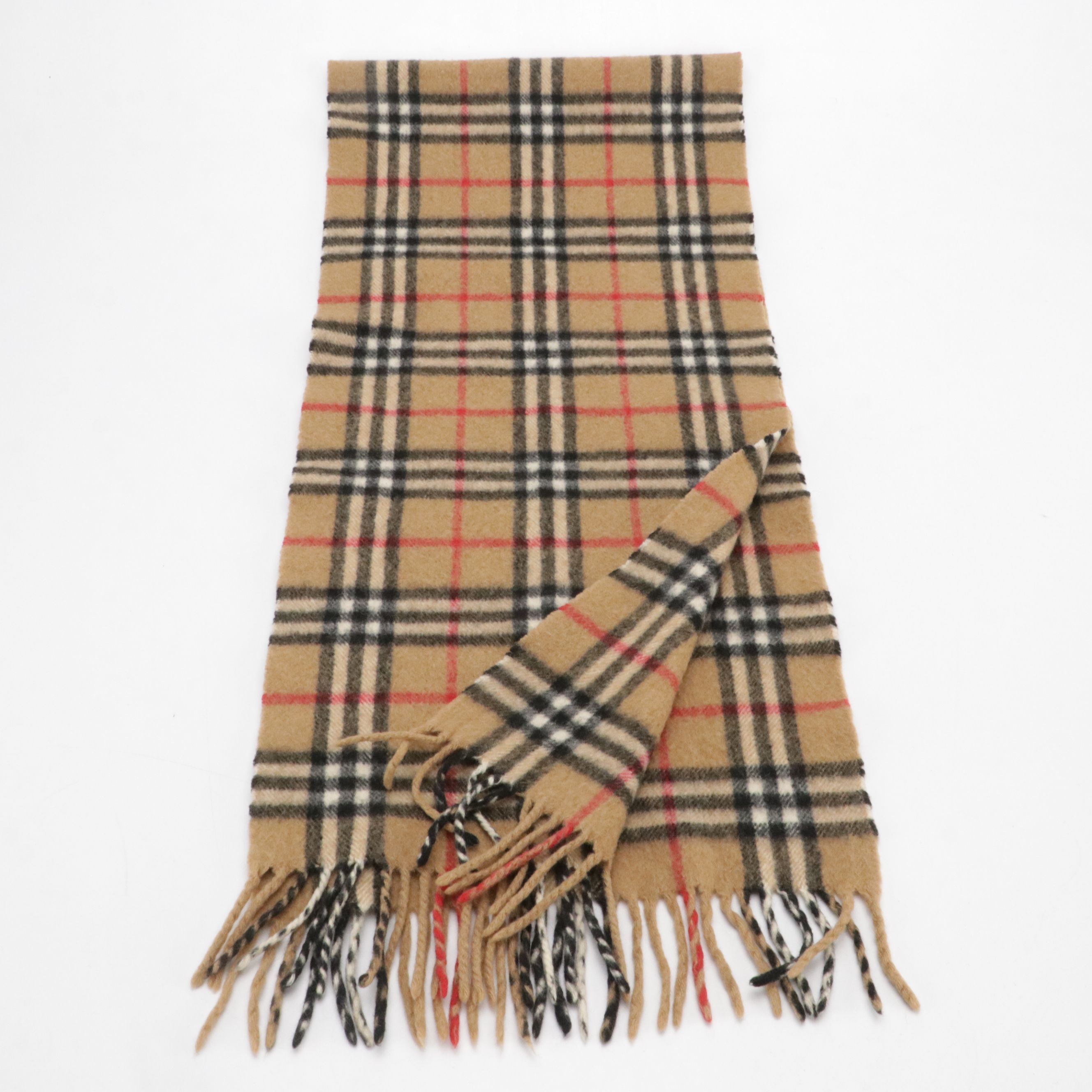 Burberrys House Check Cashmere Fringe Scarf