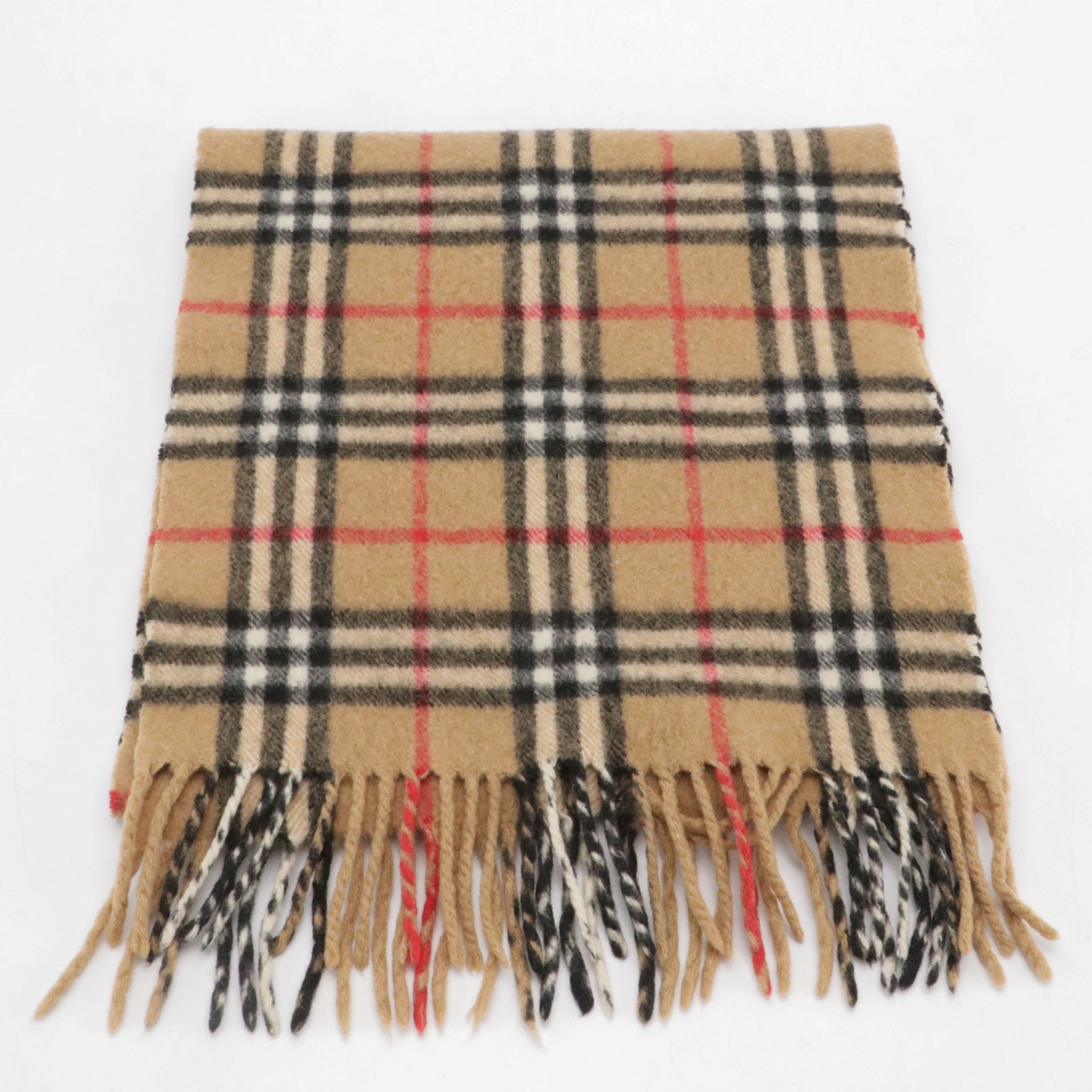 Burberrys House Check Cashmere Fringe Scarf