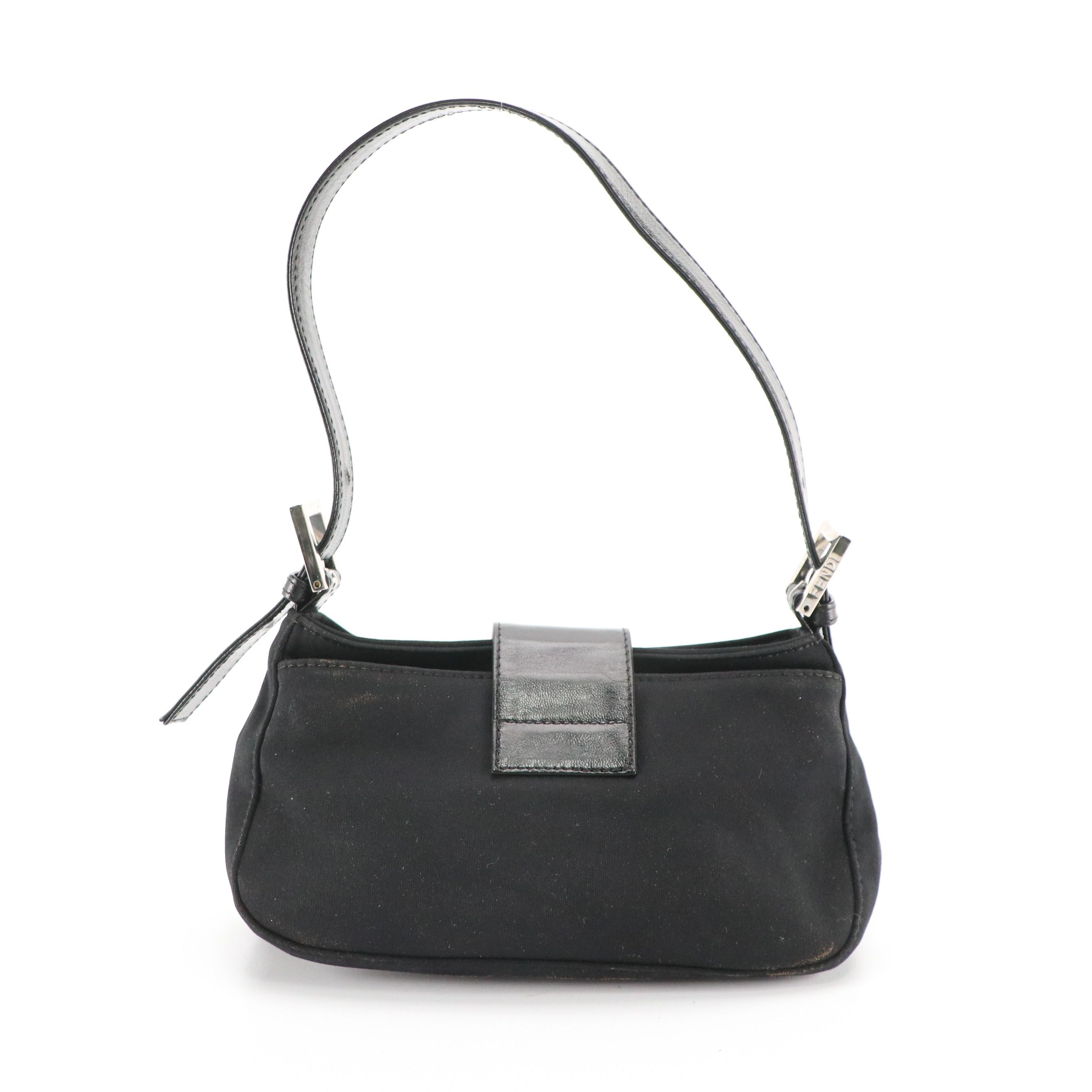 Fendi Mini Mamma Baguette Shoulder Bag in Black Nylon Canvas