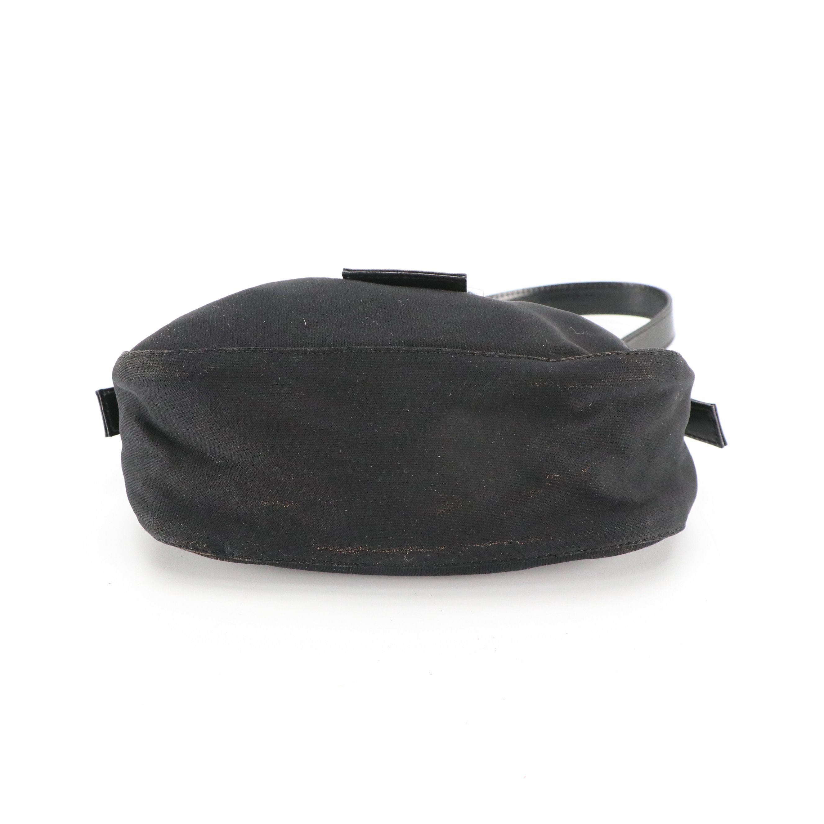 Fendi Mini Mamma Baguette Shoulder Bag in Black Nylon Canvas