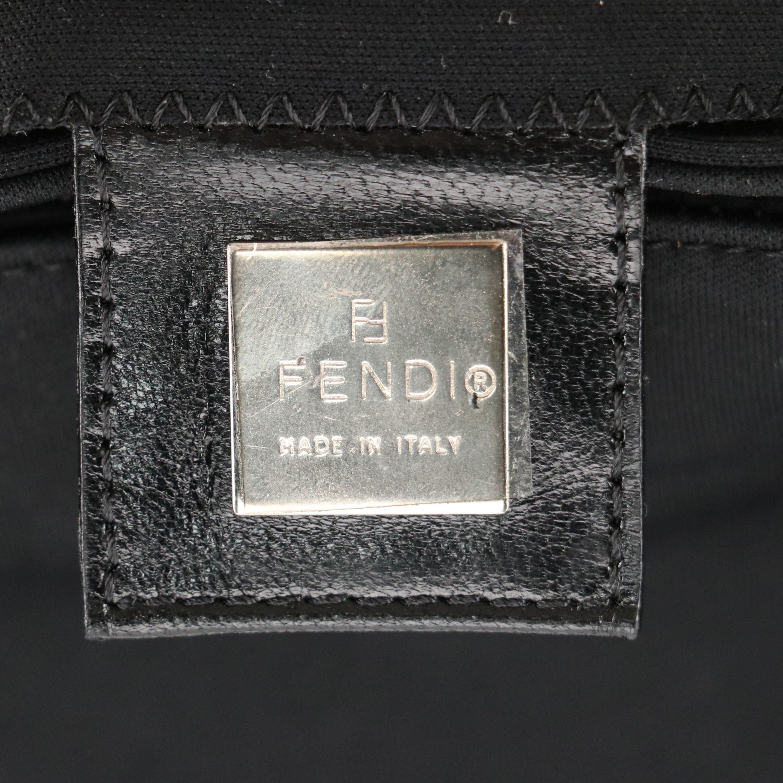Fendi Mini Mamma Baguette Shoulder Bag in Black Nylon Canvas