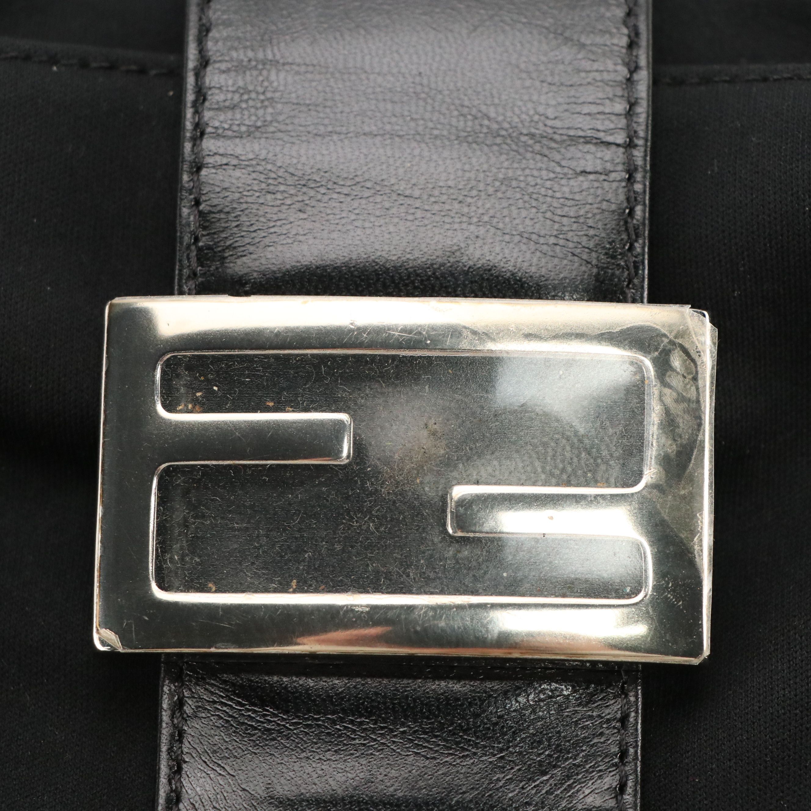 Fendi Mini Mamma Baguette Shoulder Bag in Black Nylon Canvas