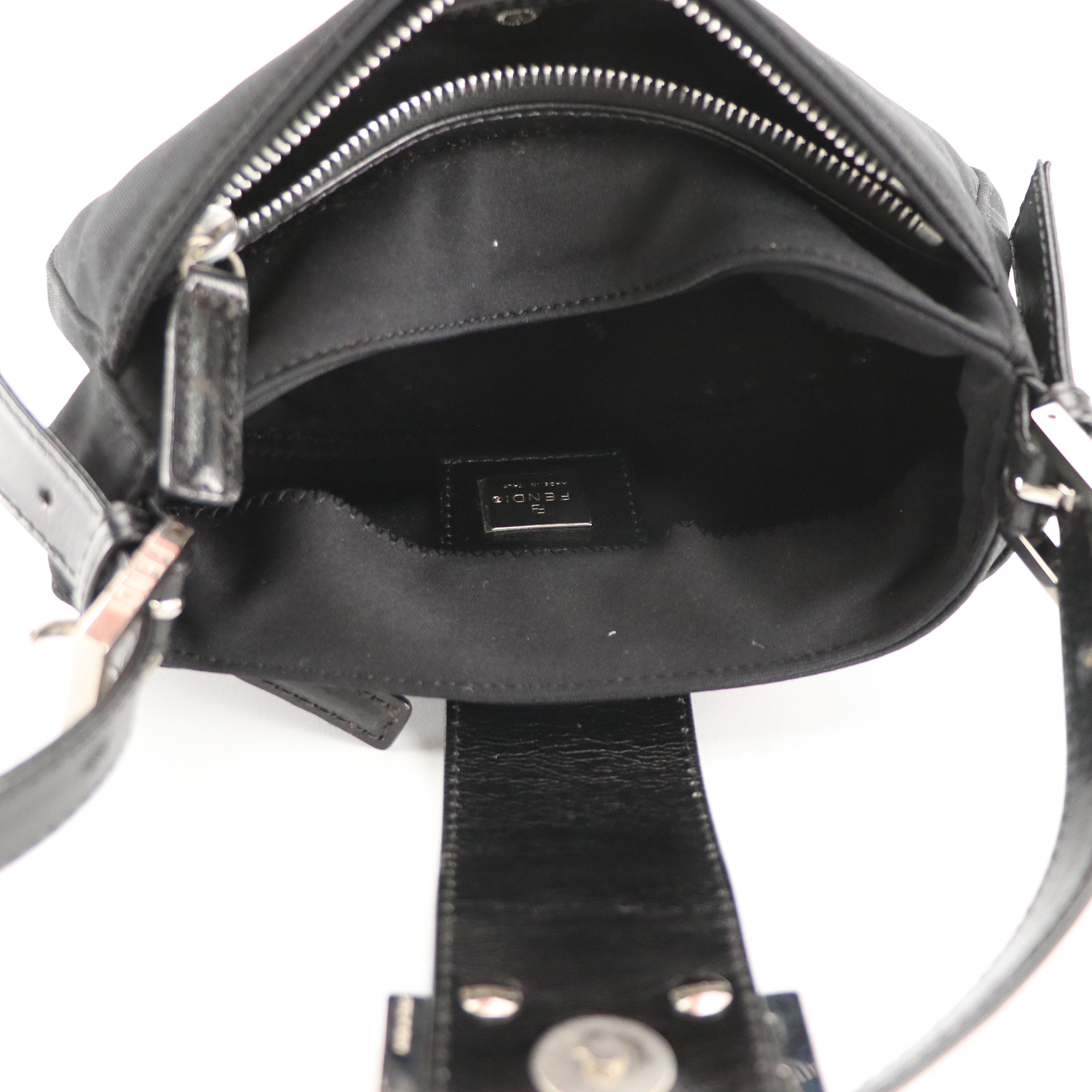 Fendi Mini Mamma Baguette Shoulder Bag in Black Nylon Canvas