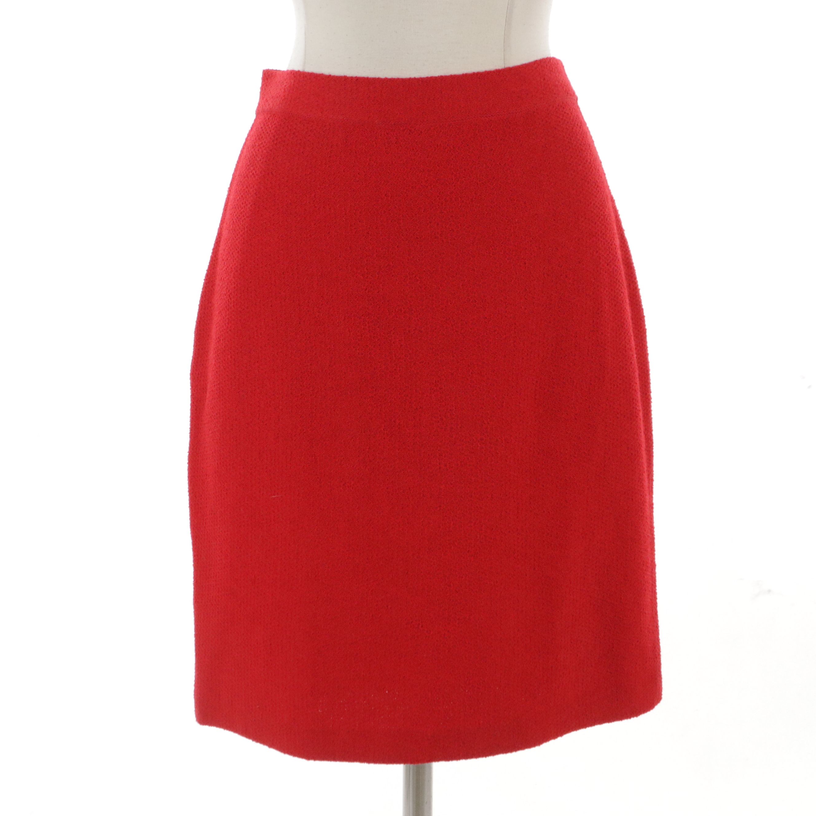 St. John Sport Multicolor Knit Cardigan and St. John Collection Red Skirt