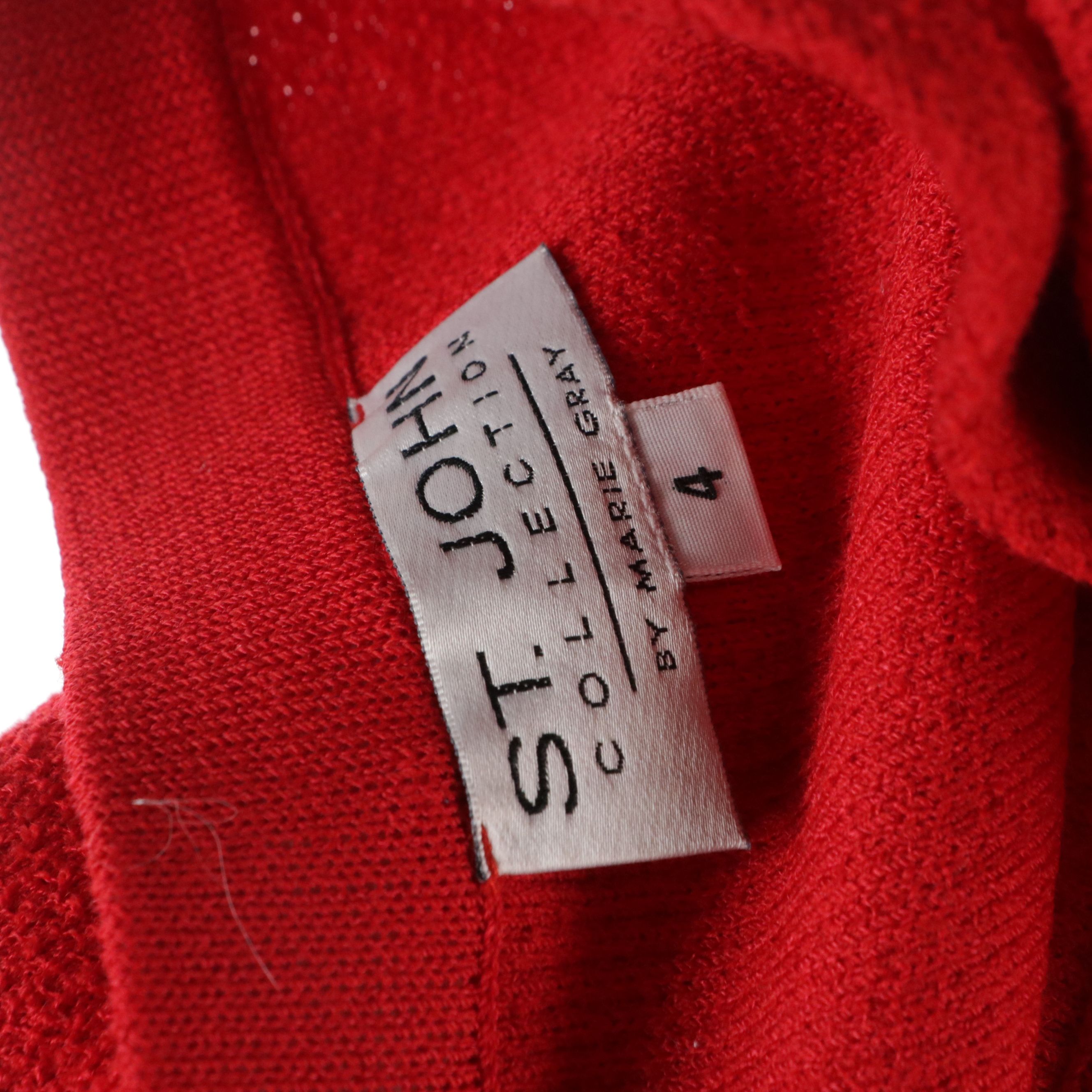 St. John Sport Multicolor Knit Cardigan and St. John Collection Red Skirt