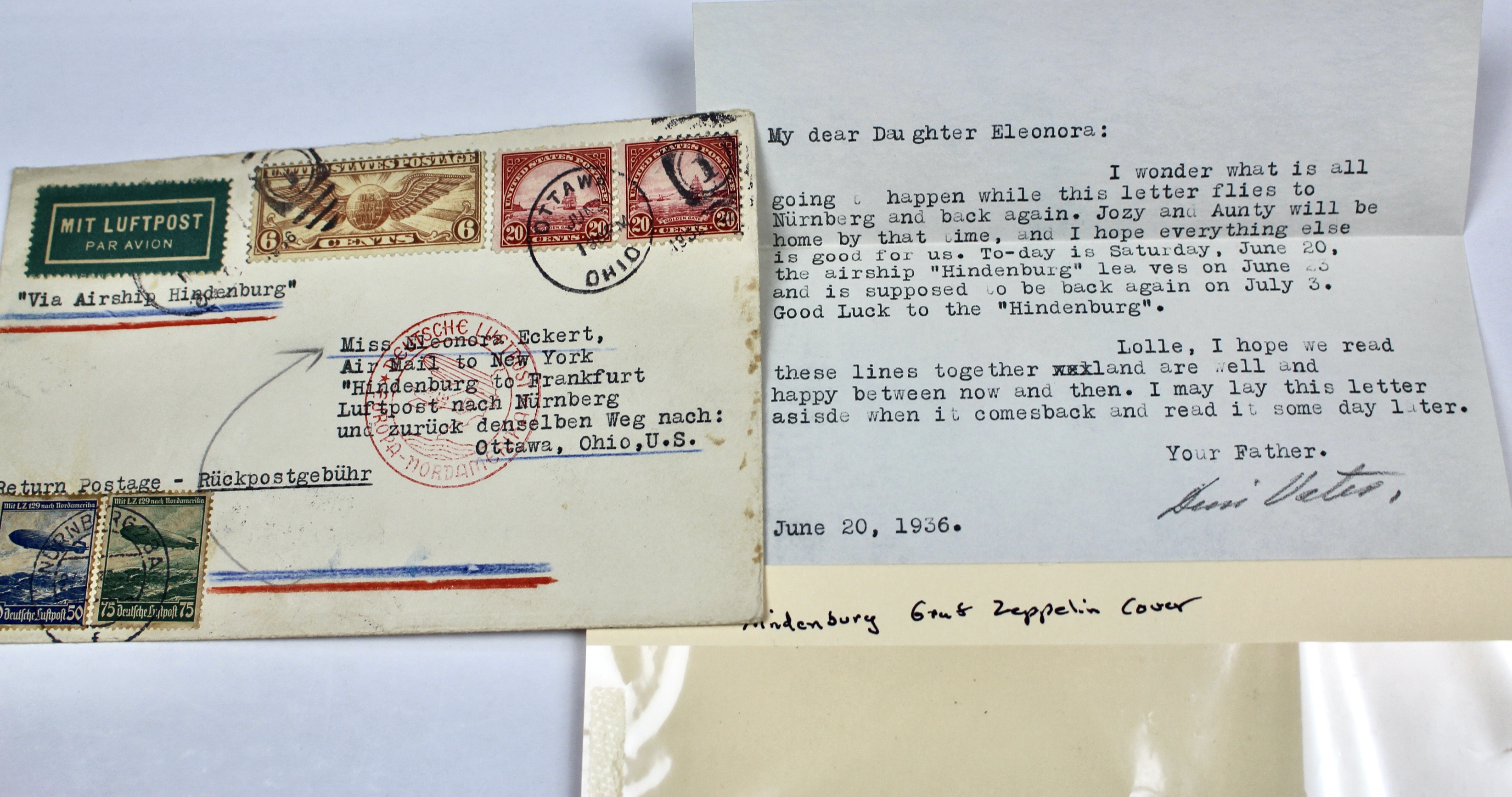 1936 Hindenburg Graf Zeppelin Postal Cover