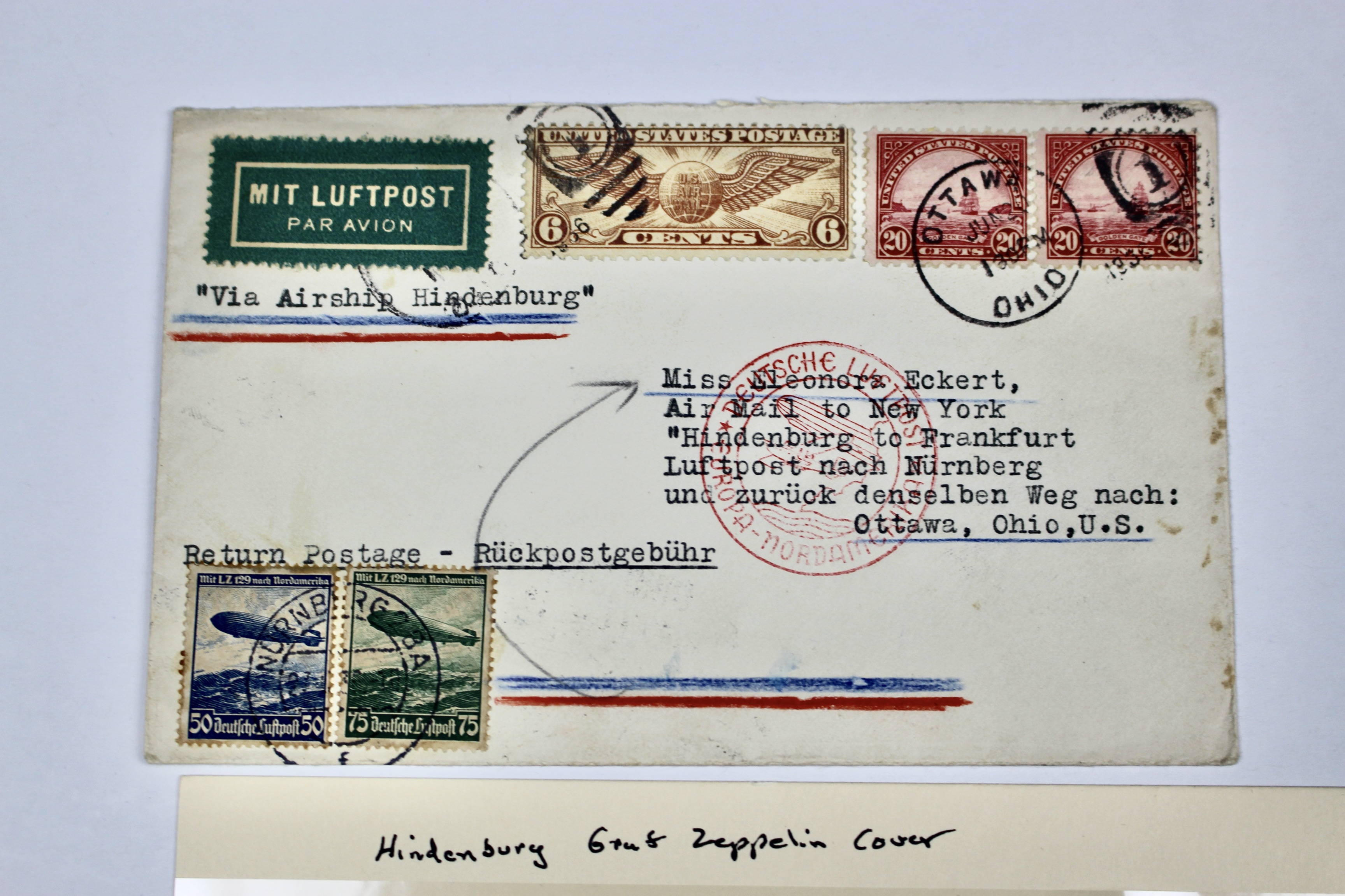 1936 Hindenburg Graf Zeppelin Postal Cover