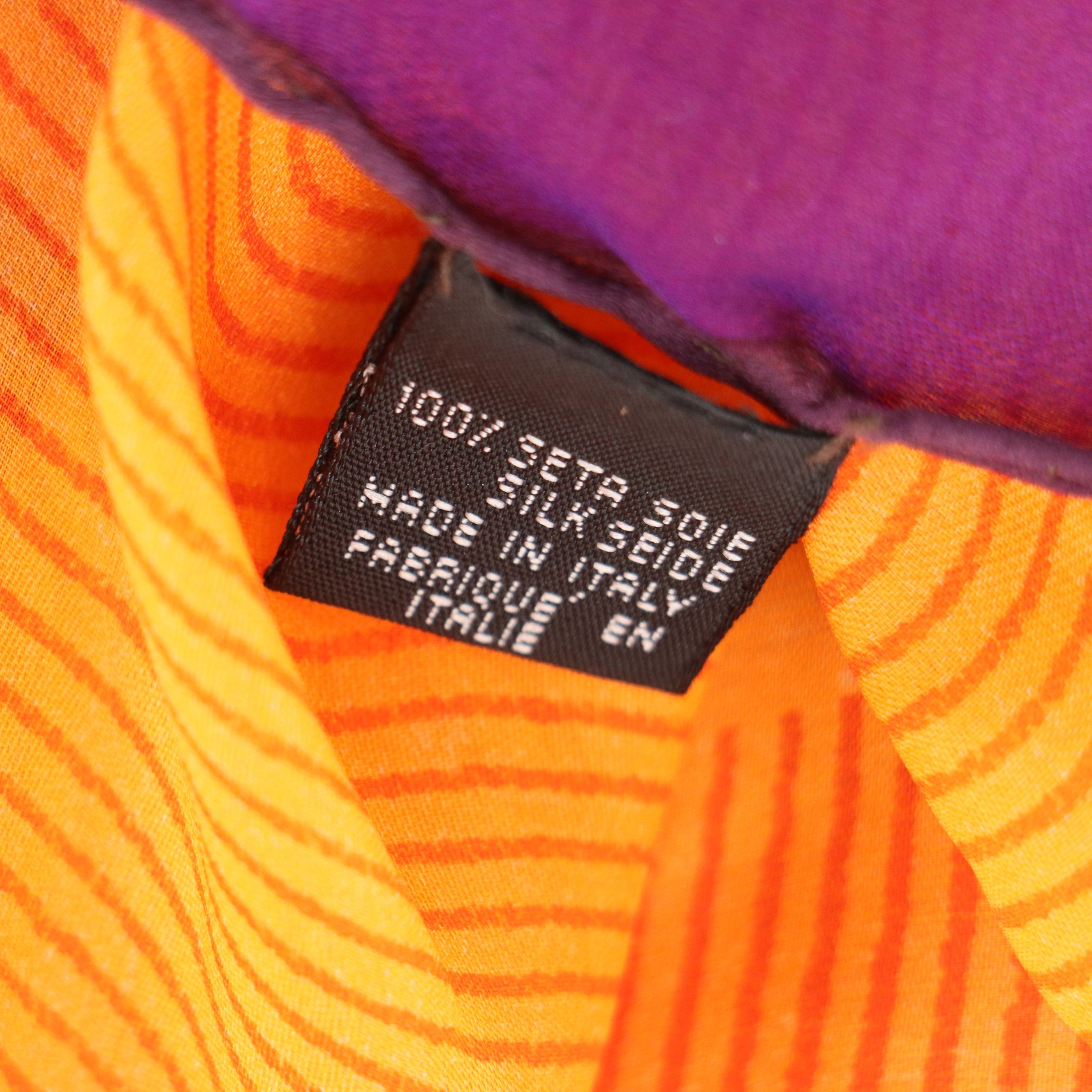 Fendi Purple/Orange Abstract Pattern Scarf 90 in Silk Chiffon