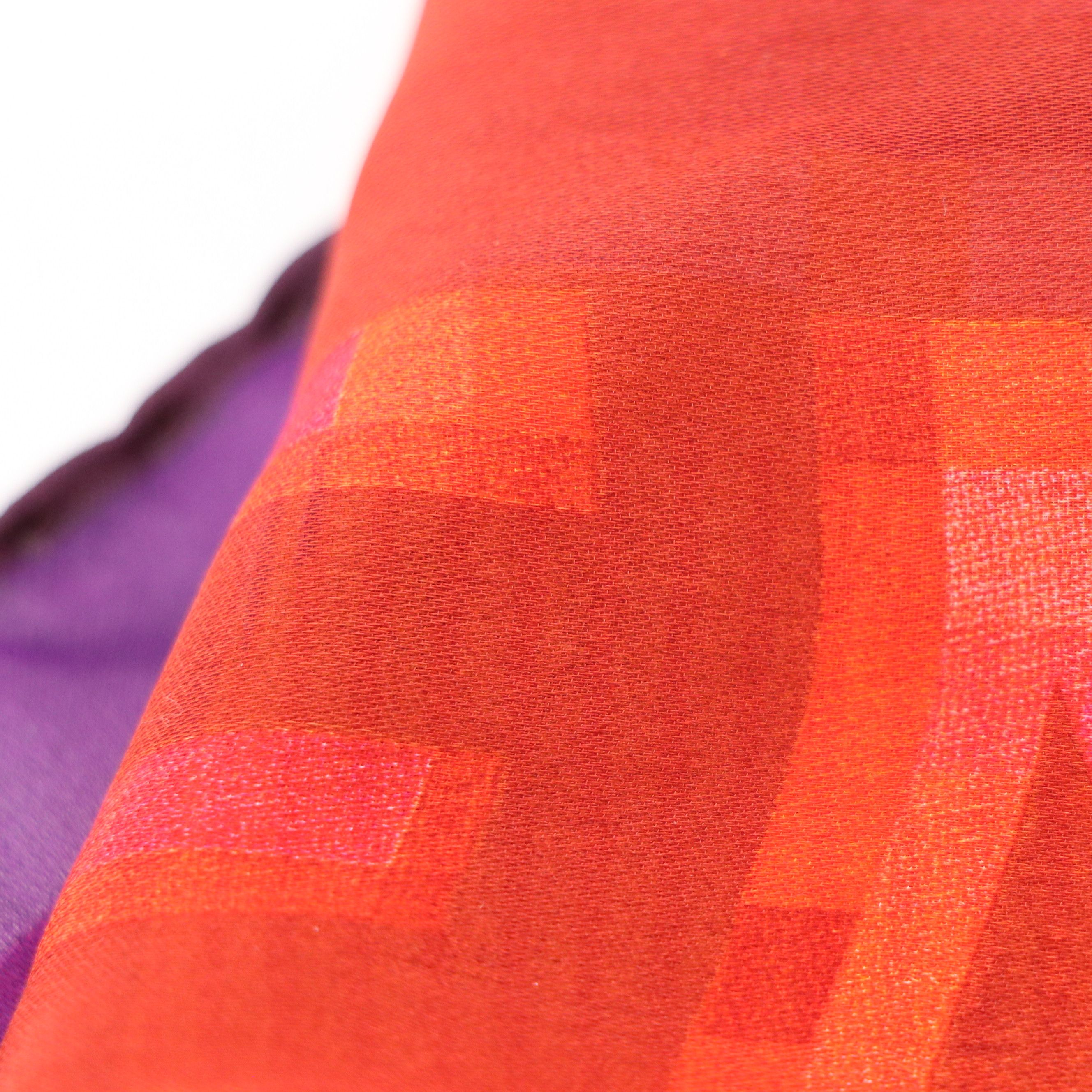 Fendi Purple/Orange Abstract Pattern Scarf 90 in Silk Chiffon