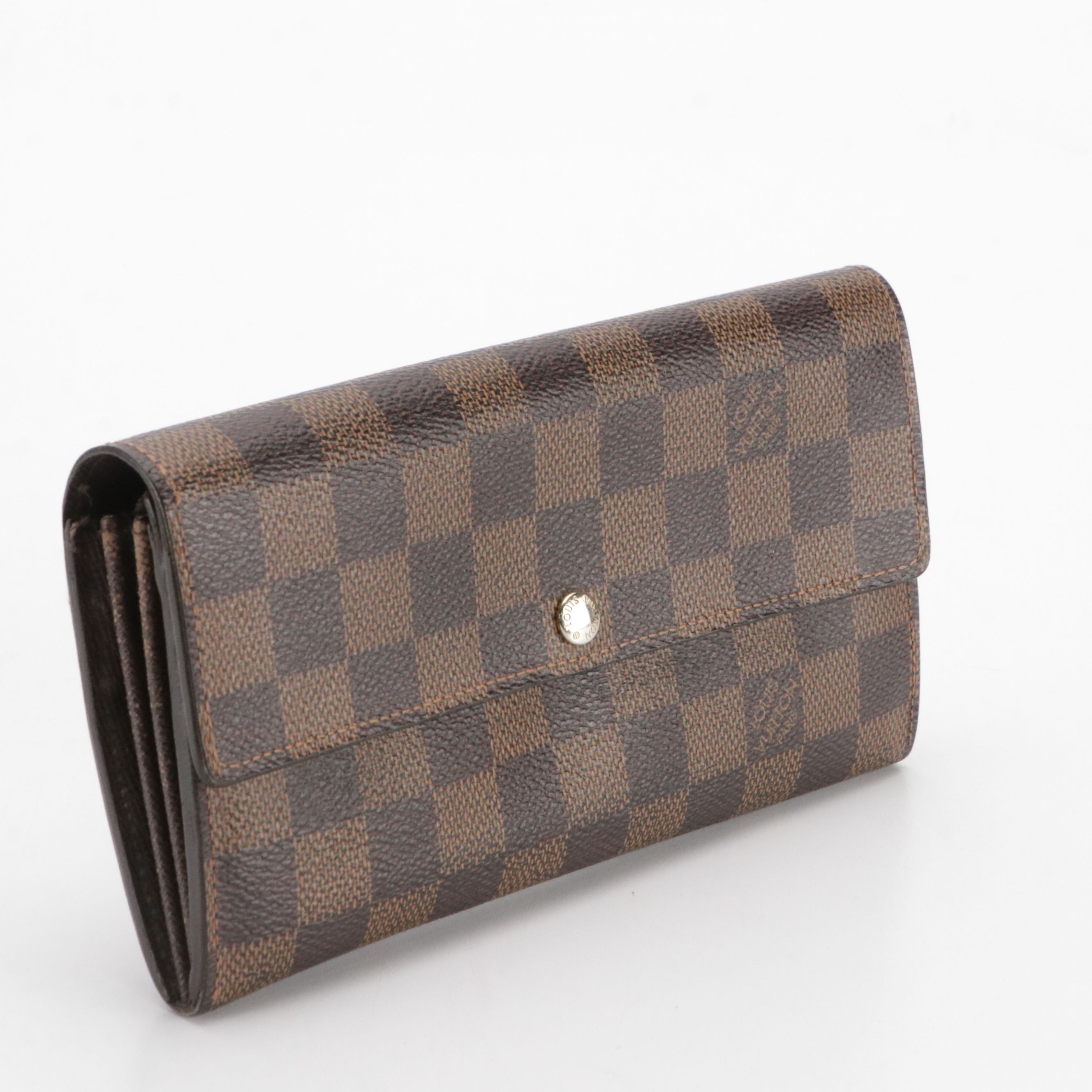 Louis Vuitton Damier Ebene Coated Canvas Sarah Continental Wallet