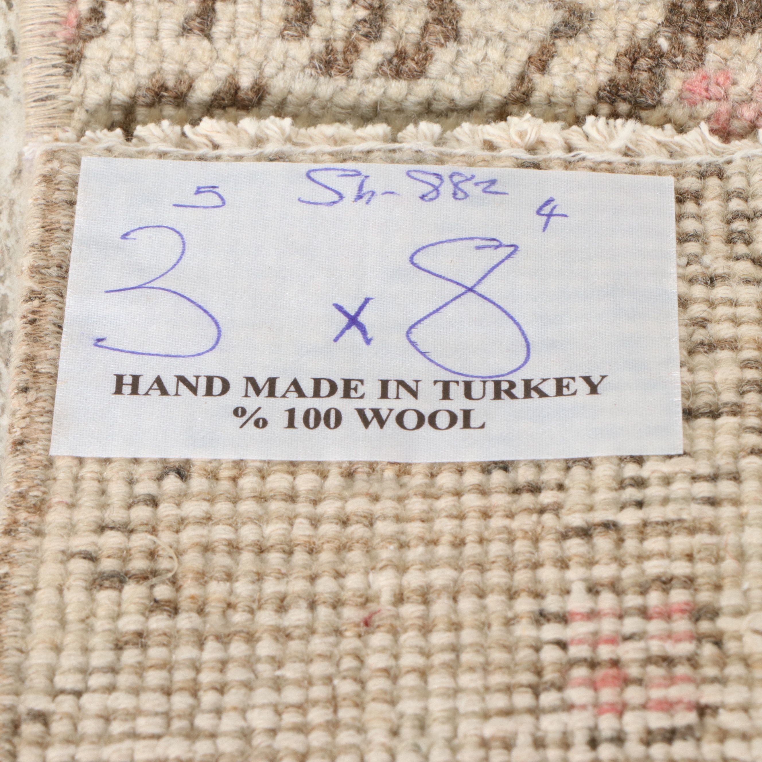 3'6 x 8'3 Hand-Knotted Turkish Anatolian Long Rug