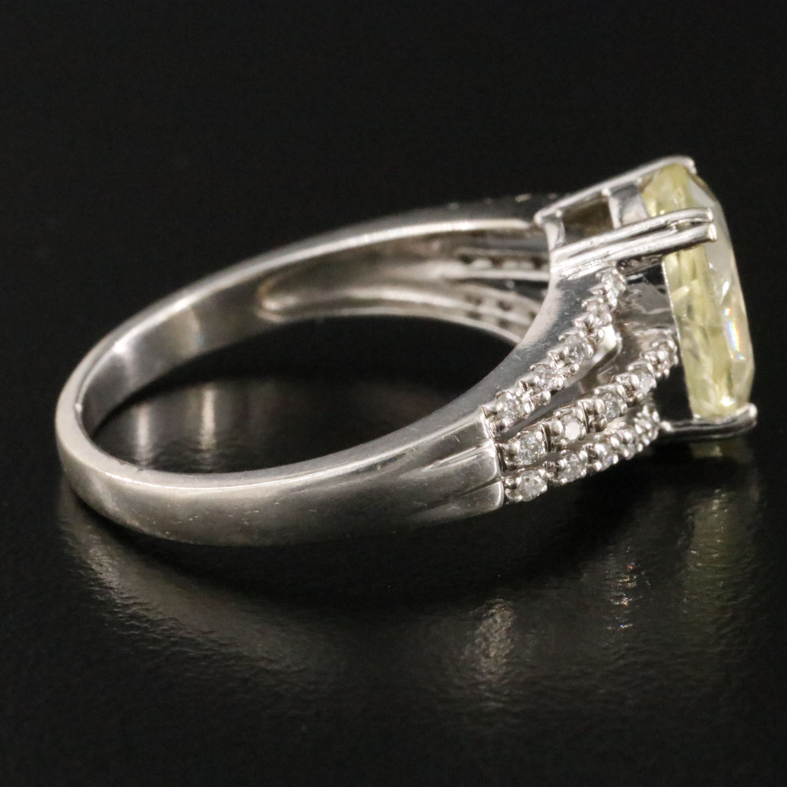 14K Lemon Quartz and Diamond Ring