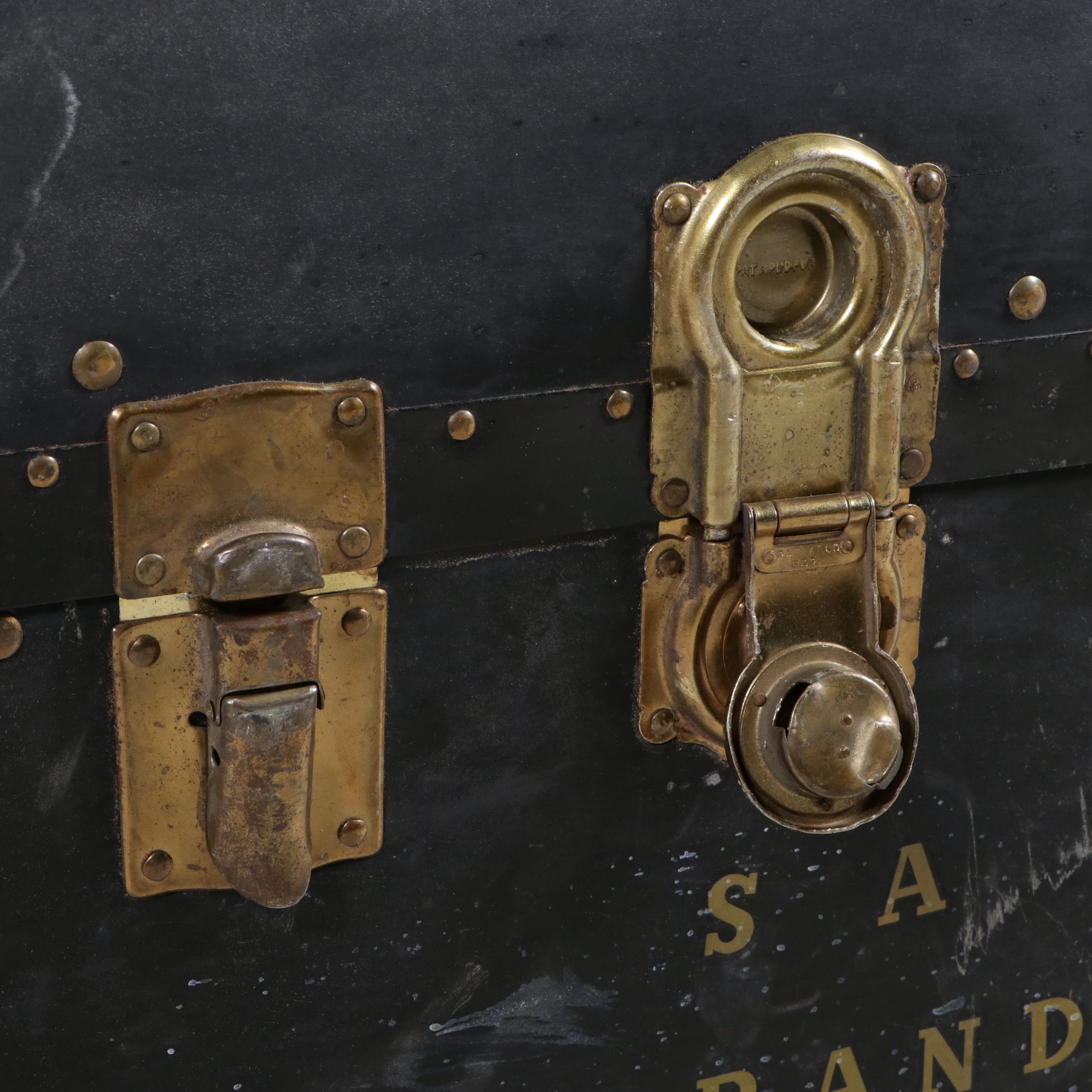 Art Deco Style Vulcanized Hardshell Wardrobe Steamer Trunk