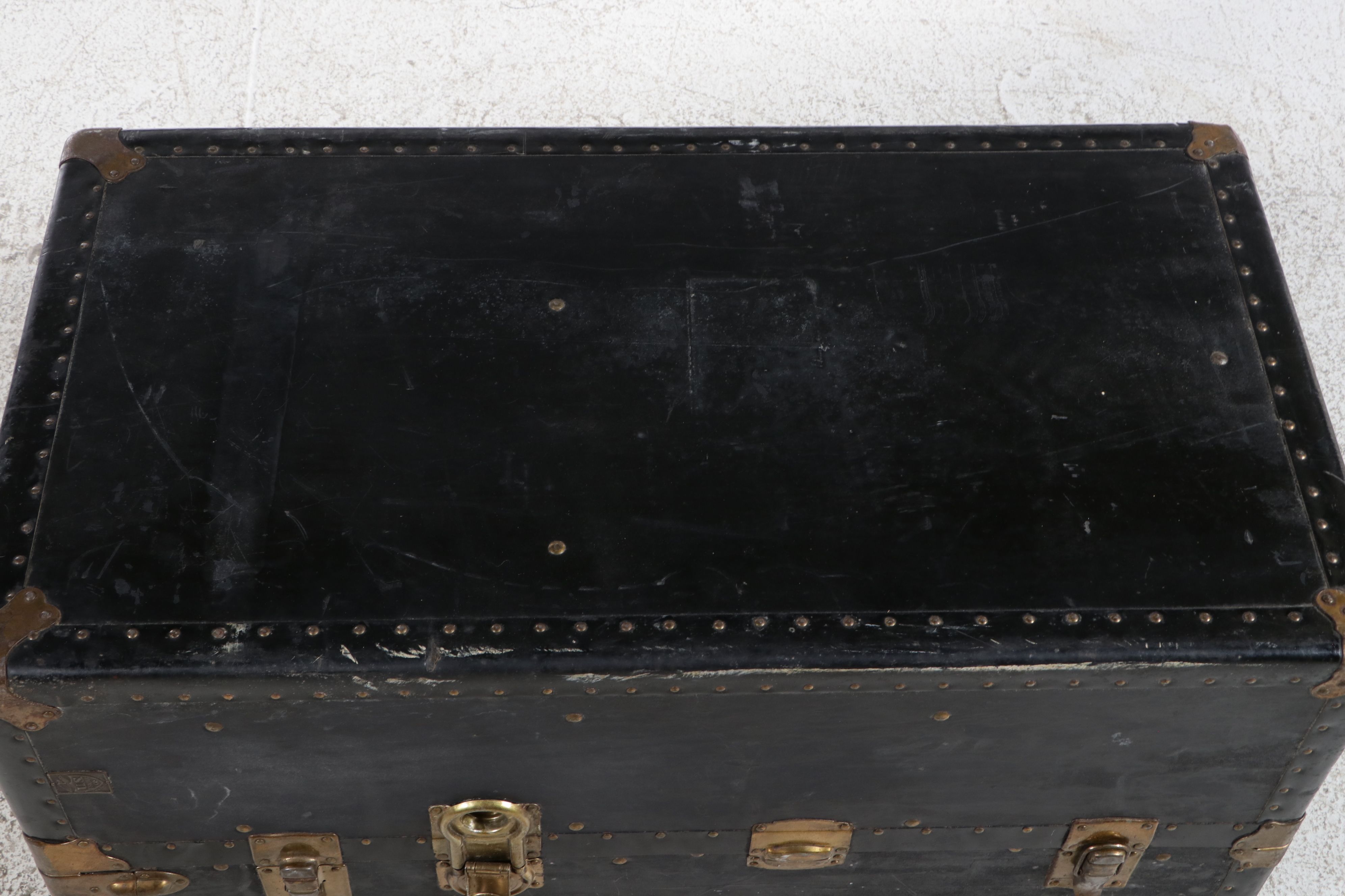 Art Deco Style Vulcanized Hardshell Wardrobe Steamer Trunk