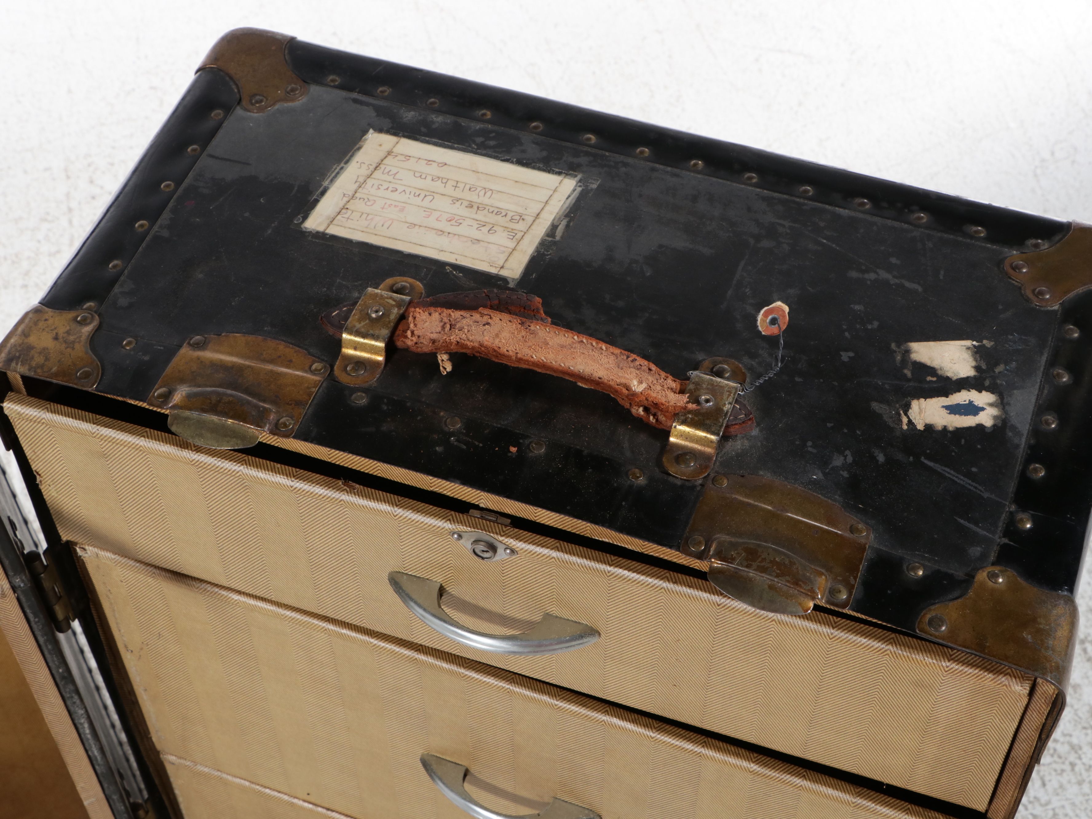 Art Deco Style Vulcanized Hardshell Wardrobe Steamer Trunk