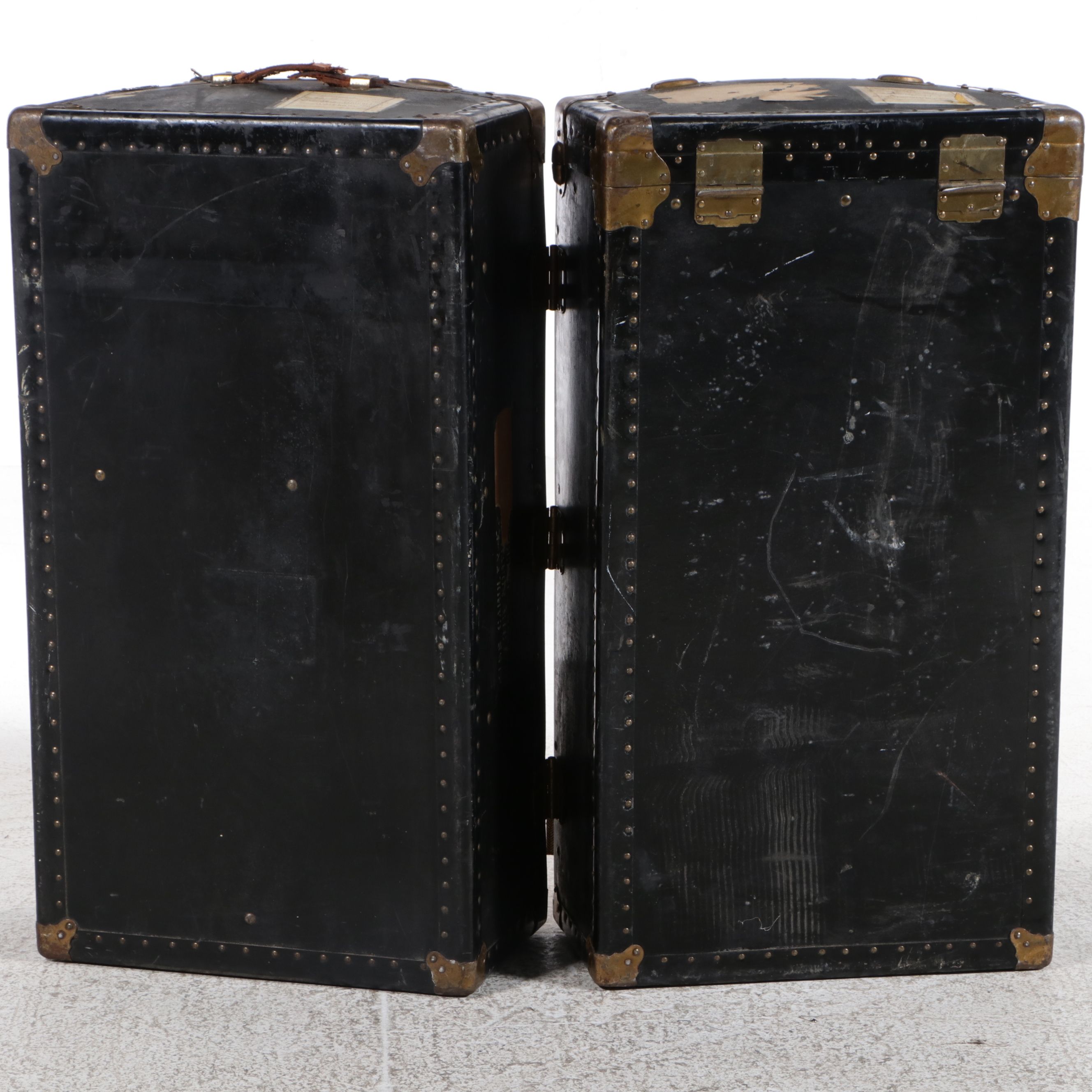 Art Deco Style Vulcanized Hardshell Wardrobe Steamer Trunk