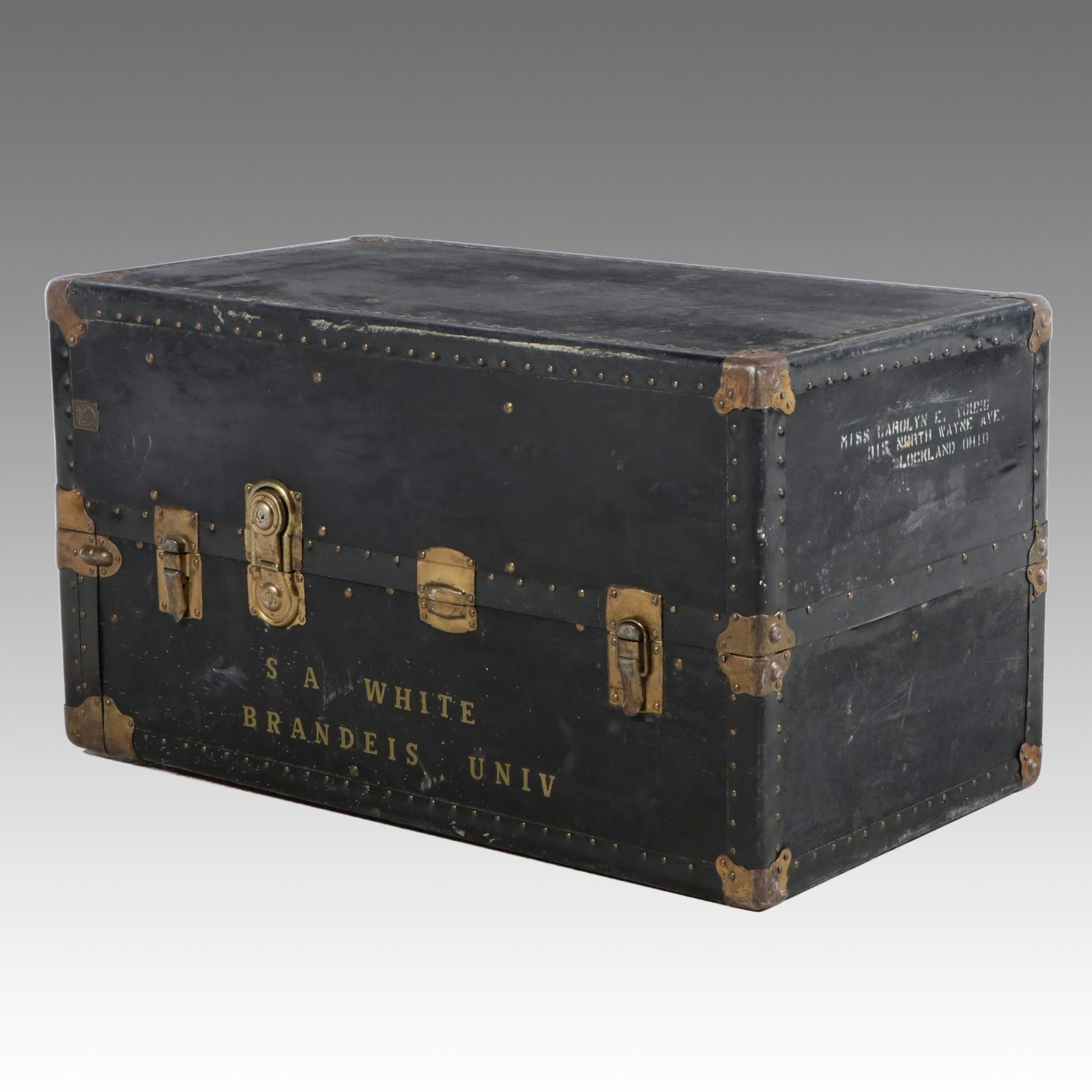 Art Deco Style Vulcanized Hardshell Wardrobe Steamer Trunk