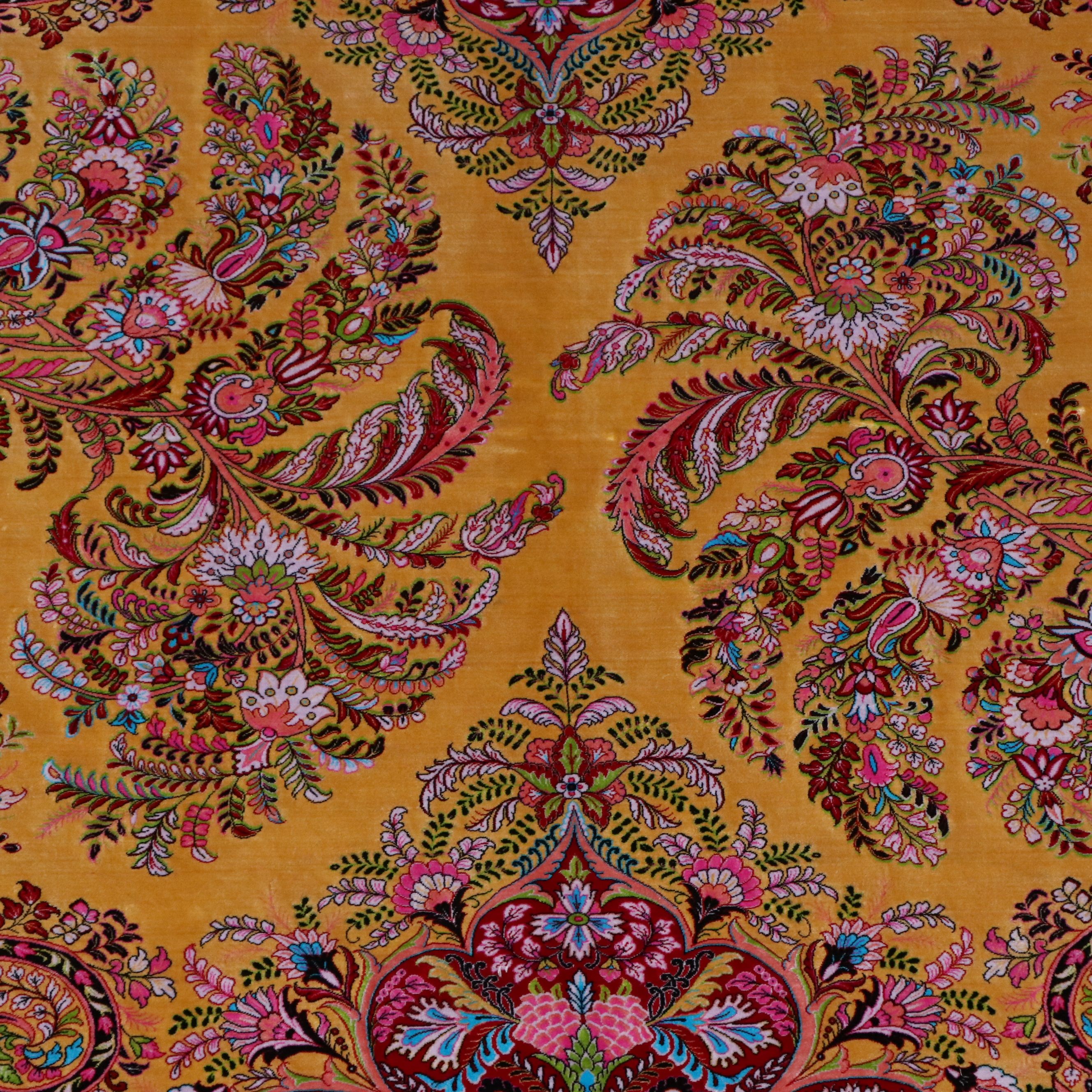 6'6 x 10'1 Hand-Knotted Persian Qom Silk Area Rug