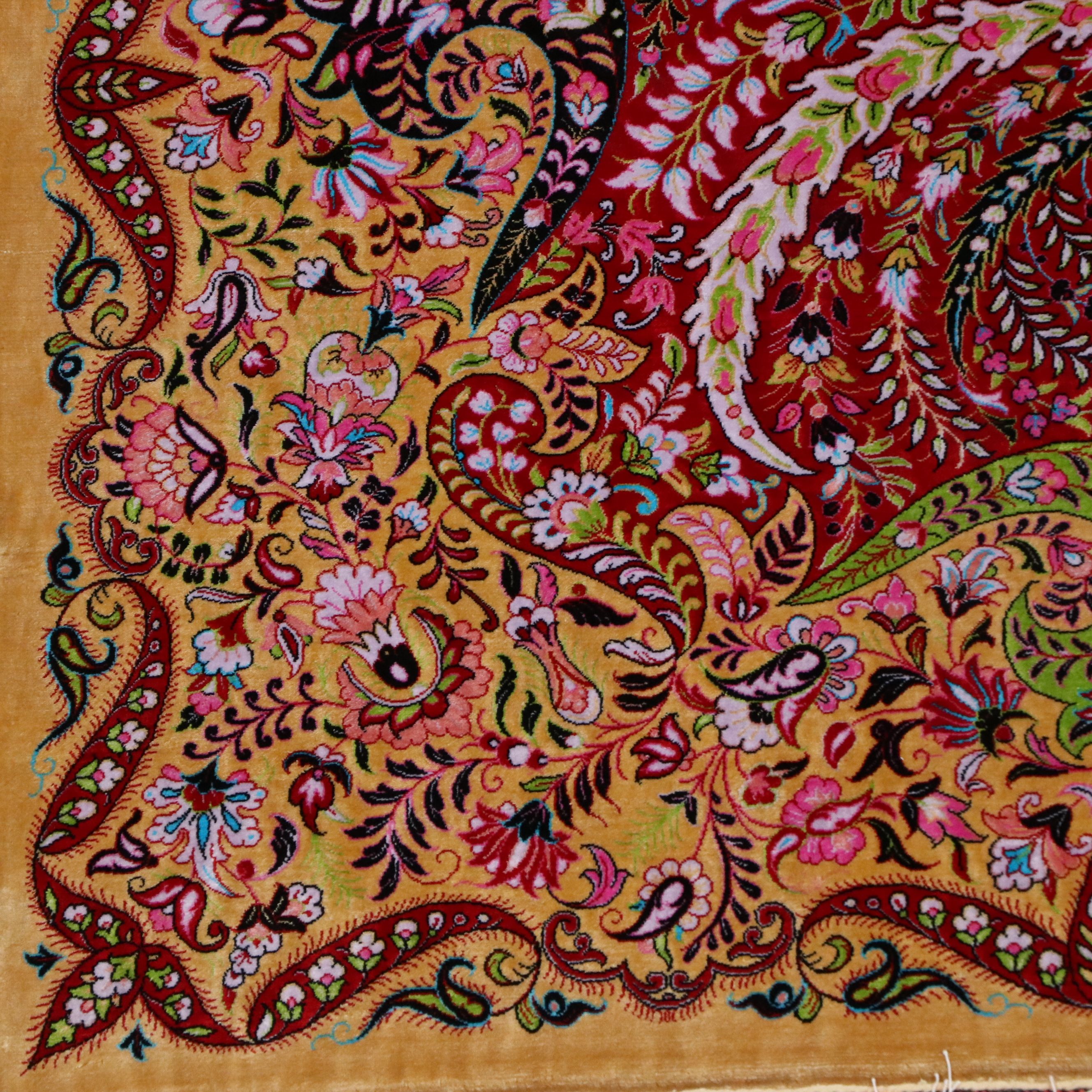 6'6 x 10'1 Hand-Knotted Persian Qom Silk Area Rug