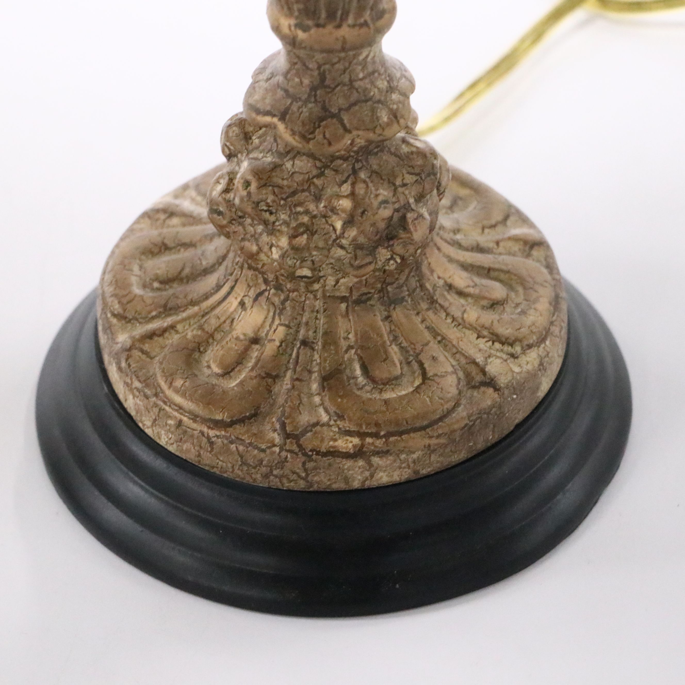 Victorian Style Wood Candlestick Table Lamps with Cotton Shades