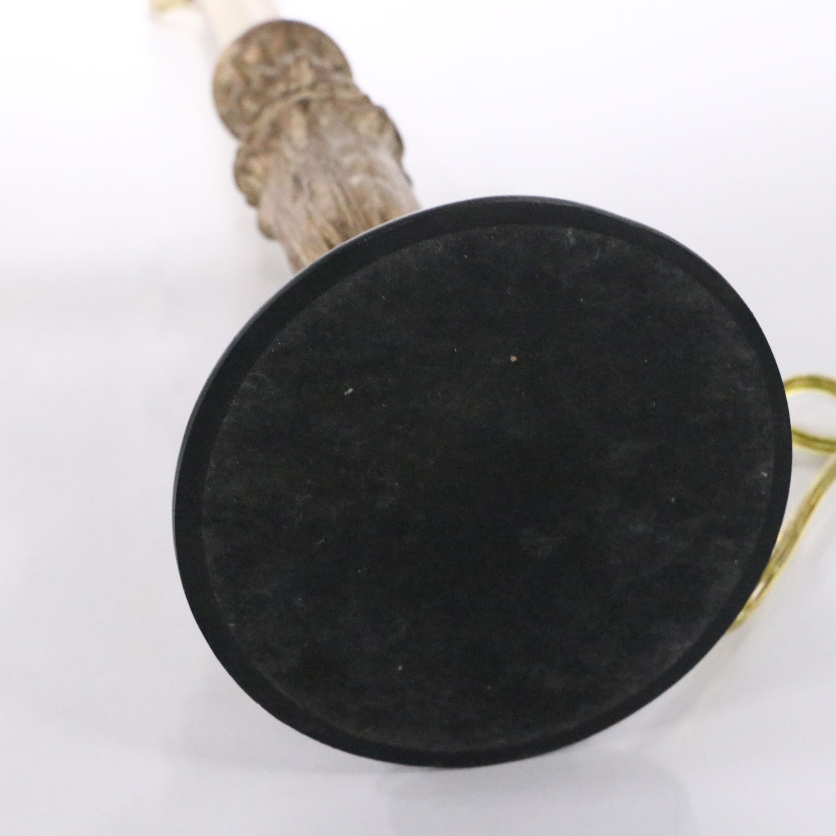 Victorian Style Wood Candlestick Table Lamps with Cotton Shades