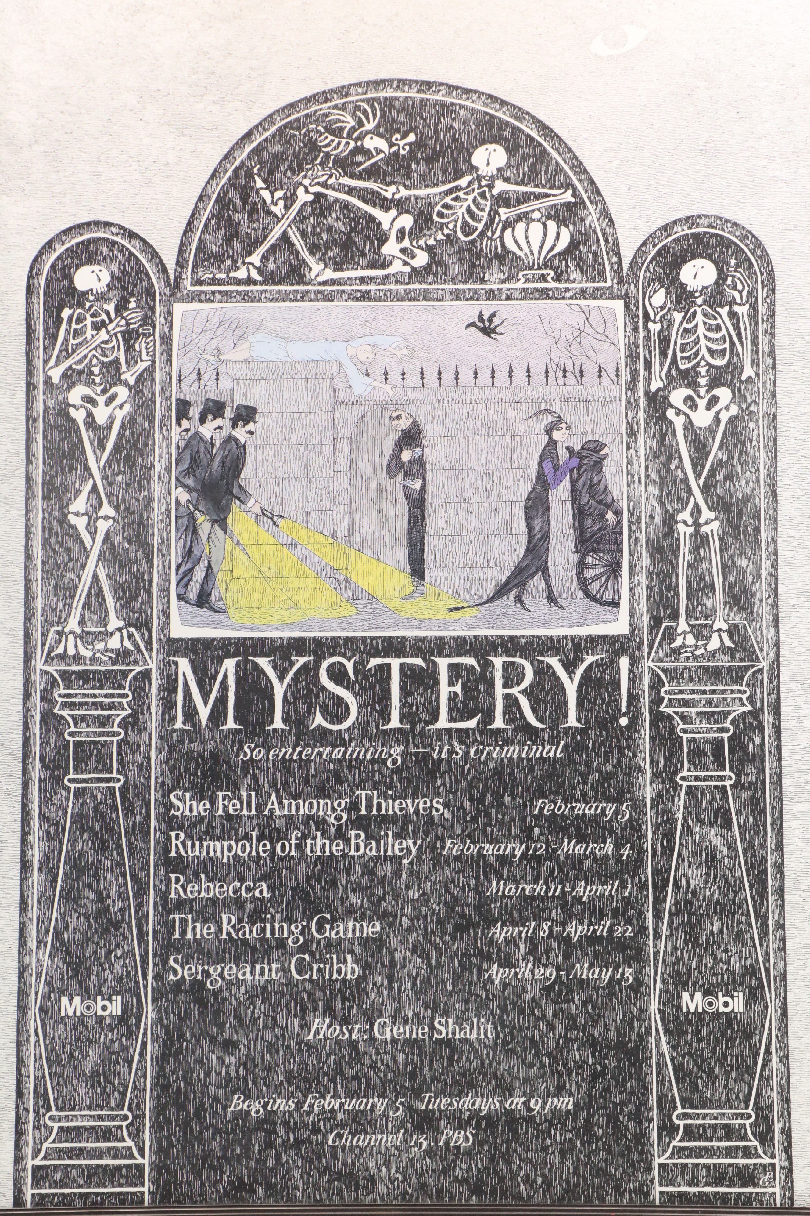 Edward Gorey Lithograph Poster "Mystery!" PBS, 1980